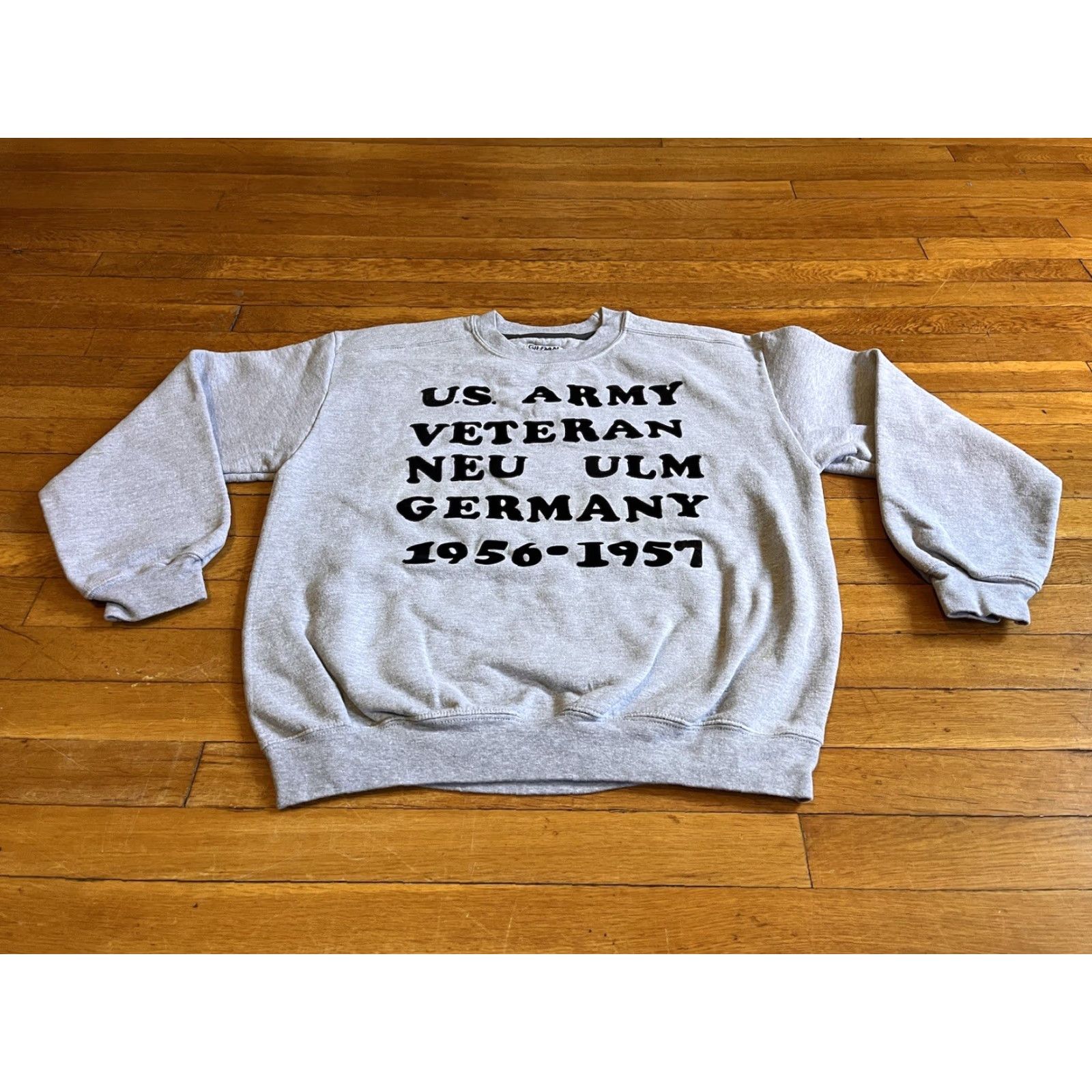 Gildan VINTAGE Gildan US Army Veteran Sweatshirt Men Large L Grey Black Graphic Print Crew Neck Embroidered Logo Autumn Winter Size US L / EU 52-54 / 3 - 2 Thumbnail