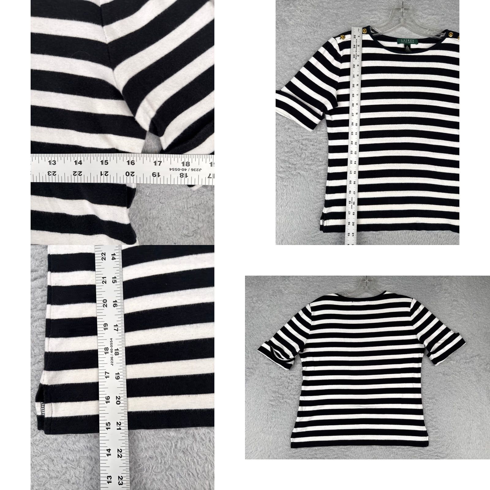 Ralph Lauren Lauren Ralph Lauren Shirt Women Medium Black Striped Casual Round Neck Cotton Sports Size M / US 6-8 / IT 42-44 - 8 Thumbnail