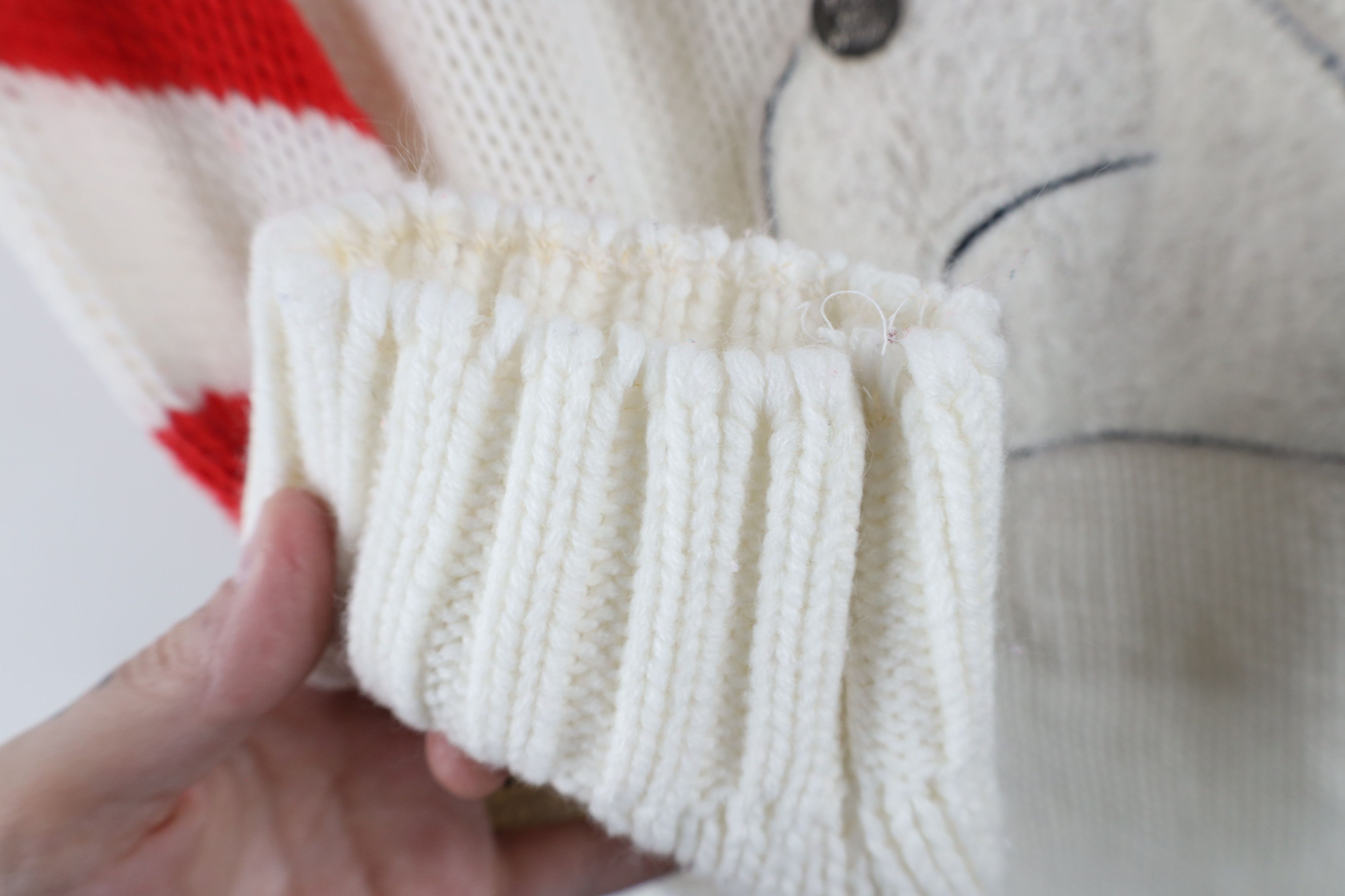 Vintage Vintage 90s Streetwear Striped Dog Chunky Knit Sweater White Size XXL / US 16-18 / IT 52-54 - 8 Thumbnail
