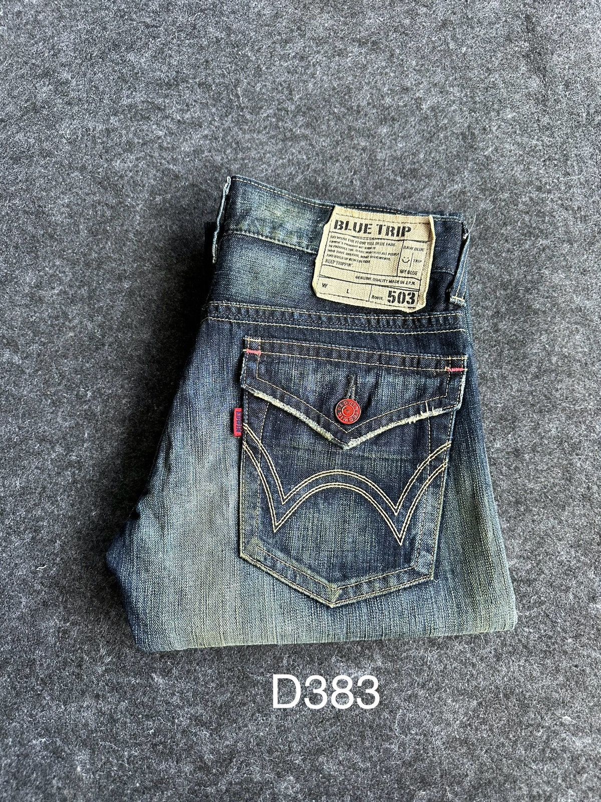Edwin Vintage Edwin 503 Blue Trip Flare Washed Denim D383 Size US 28 / EU 44 - 19 Thumbnail