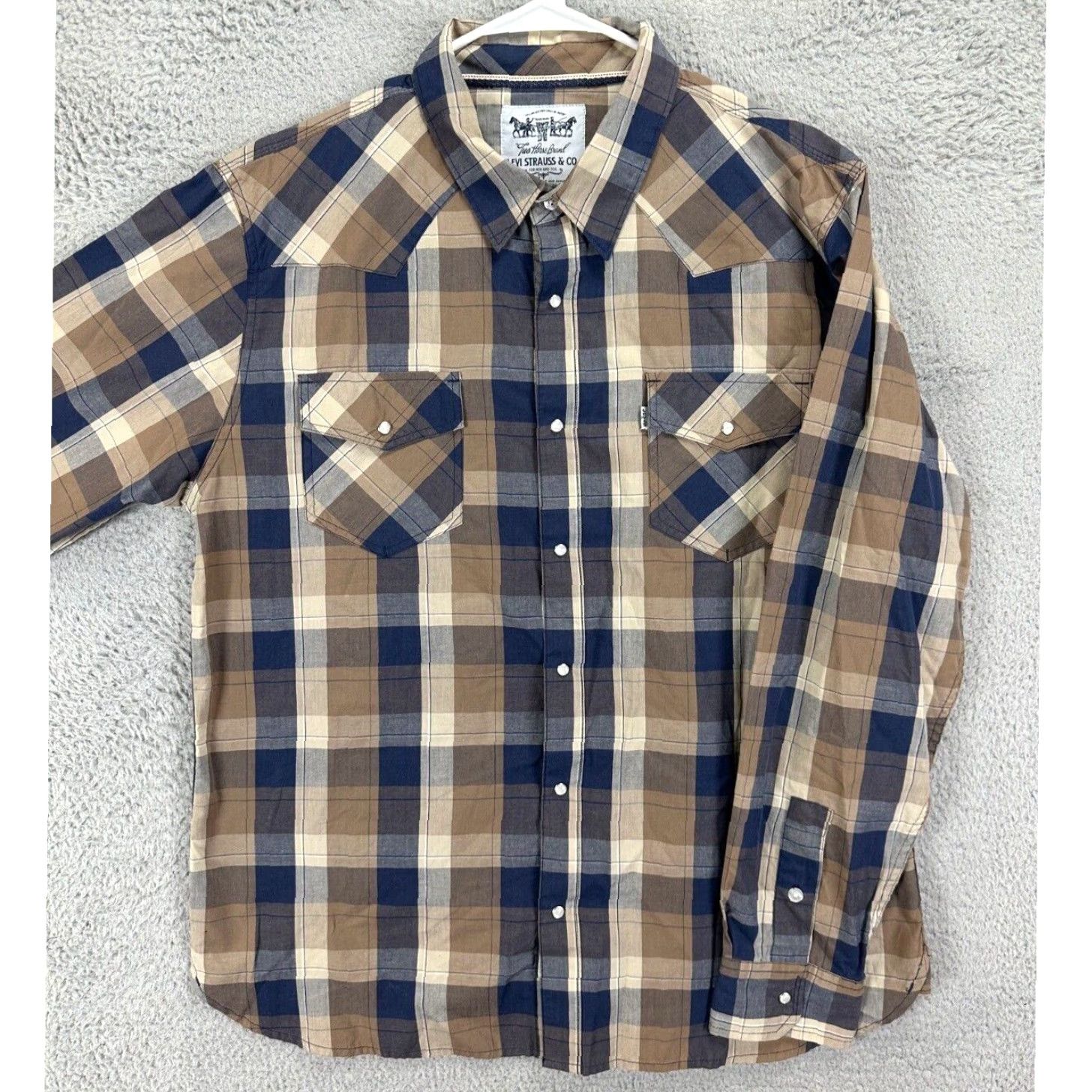 Levi's Levi's Shirt XL Mens Plaid Western Pearl Snap Button-Up Collar Long Sleeve Beigebyck? Size US XL / EU 56 / 4 - 2 Thumbnail
