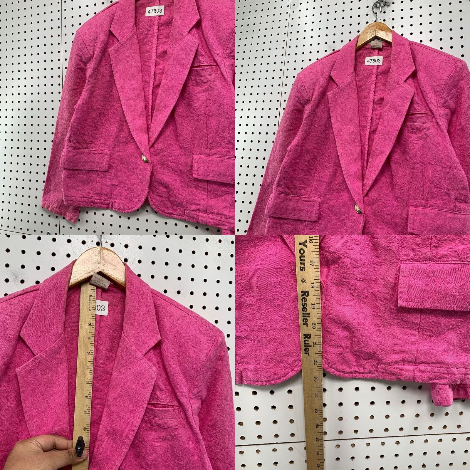 Guess VINTAGE Guess Blazer Womens M Pink Floral 90s Cotton Textured Glam 90s Mens Womens Size M / US 6-8 / IT 42-44 - 9 Thumbnail