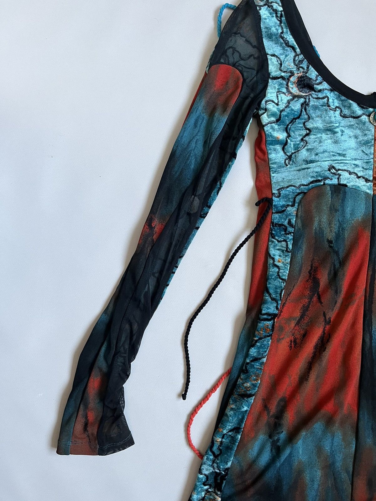 Jean Paul Gaultier Save The Queen Asymmetrical Mesh Polyamide Multicolor Dress Size S / US 4 / IT 40 - 18 Thumbnail