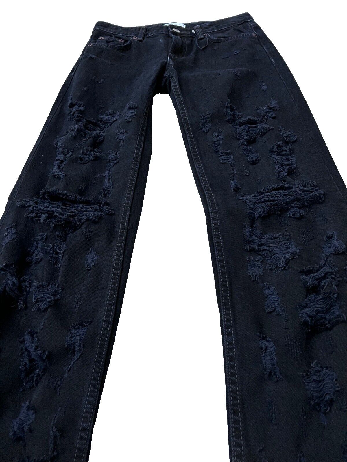 Zara Zara Destroyed Rip All Over Jeans Black ( US 2 ) Size 26" / US 2 / IT 38 - 2 Thumbnail