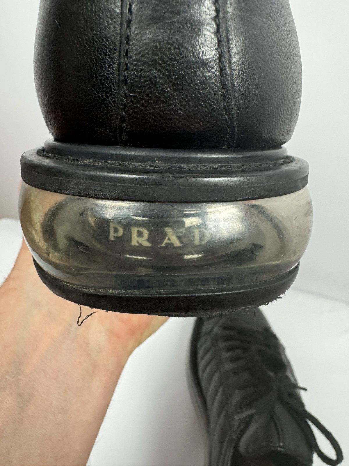Japanese Brand × Prada Prada Snickers Leather Air-Soled Size US 12 / EU 45 - 5 Thumbnail