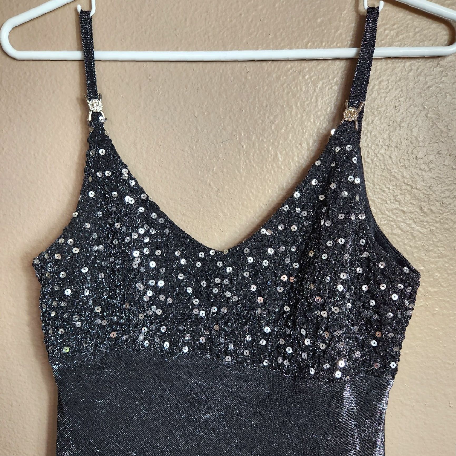 Vintage VINTAGE Blondie Nites Wmns VTG 90s Y2K Shimmer Beaded Empire Waist Maxi Dress-Size 10/9-10? Size L / US 10 / IT 46 - 3 Thumbnail