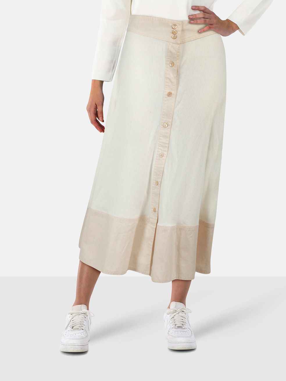Wales Bonner White Ribbed Jersey Midi Skirt Size 27" / US 4 / IT 40 - 1 Thumbnail