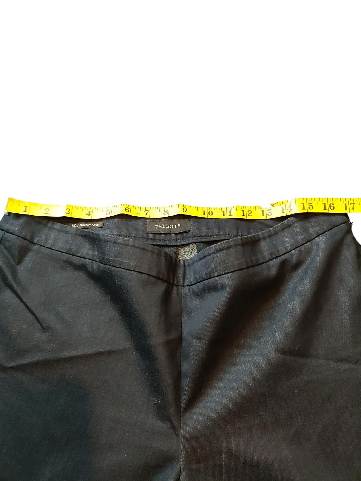 Designer Talbots Women's Black Dress Pants with Button Detail Size 34" / US 12 / IT 48 - 5 Thumbnail
