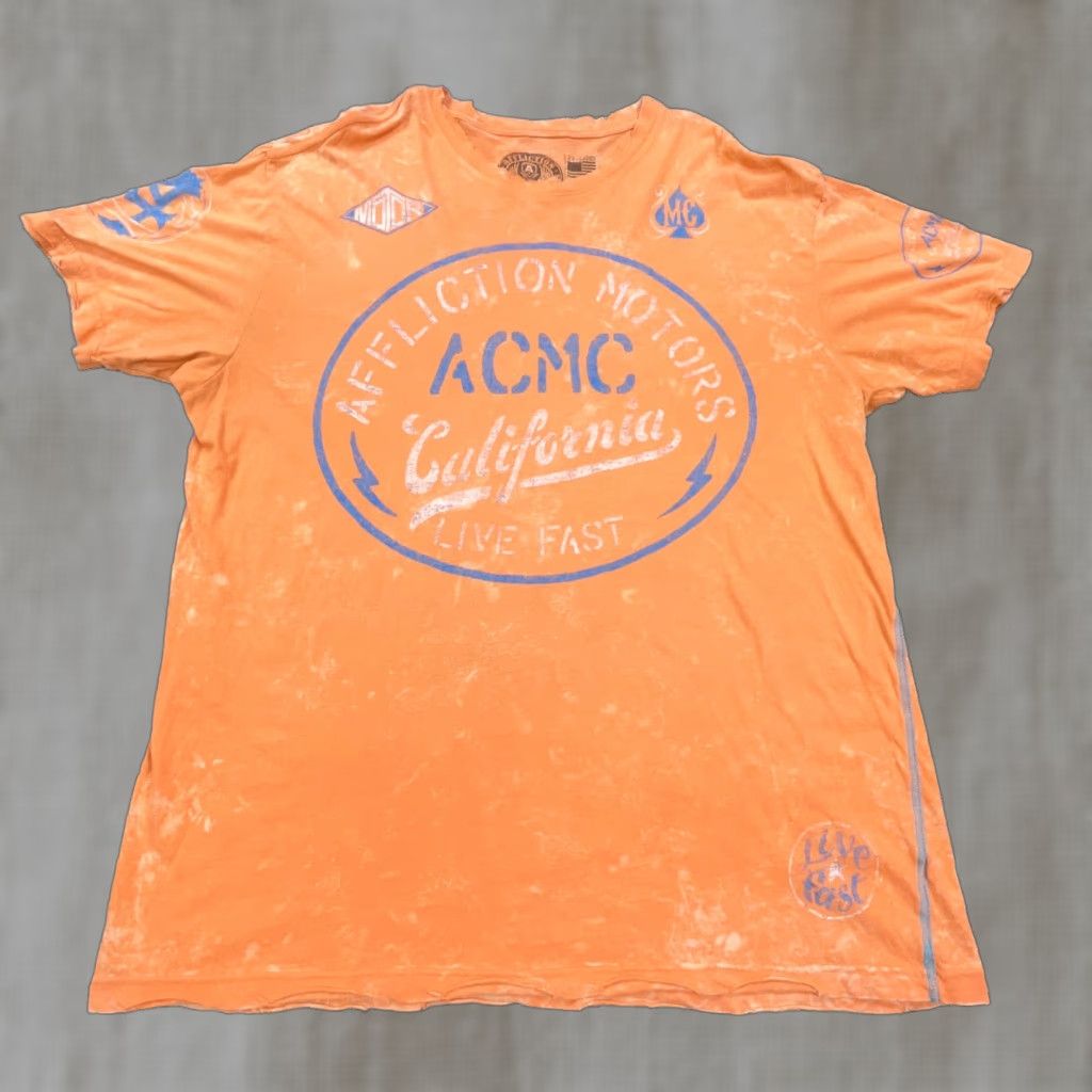 Affliction Affliction Shirt Men 2XL Orange Tee Live Fast Motorcycle Customs Faded Graphic T-Shirt Short Sleeve Size US XXL / EU 58 / 5 - 1 Thumbnail