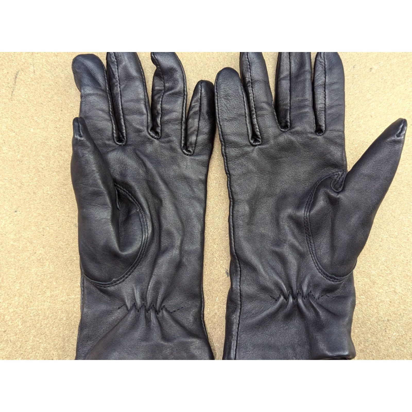 Vintage Genuine Leather Womens Gloves Size 6.5 Black Winter Wool Lining Glove Women Casual - Hand Warmth - 6.5 - Leather Size ONE SIZE - 4 Thumbnail