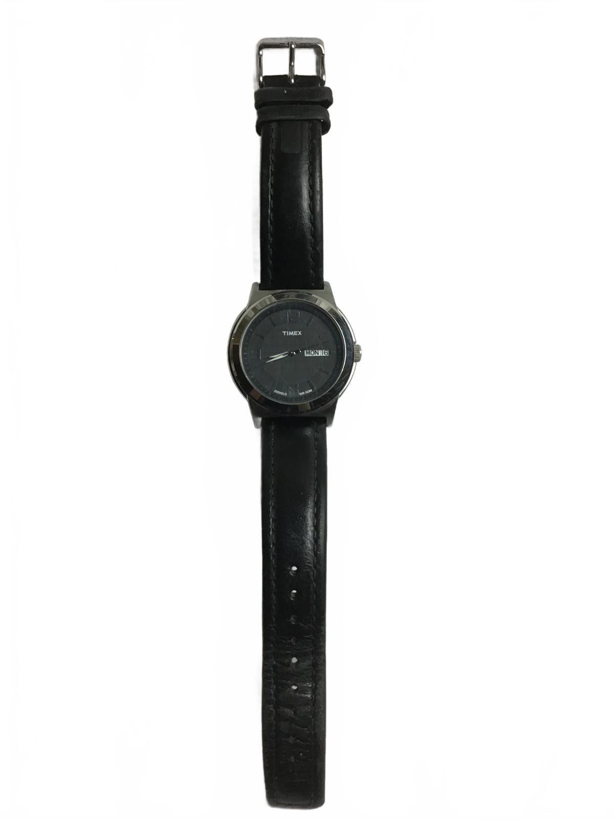 Timex Timex Men's Black Leather Strap Wristwatch with Date Display Size ONE SIZE - 6 Thumbnail