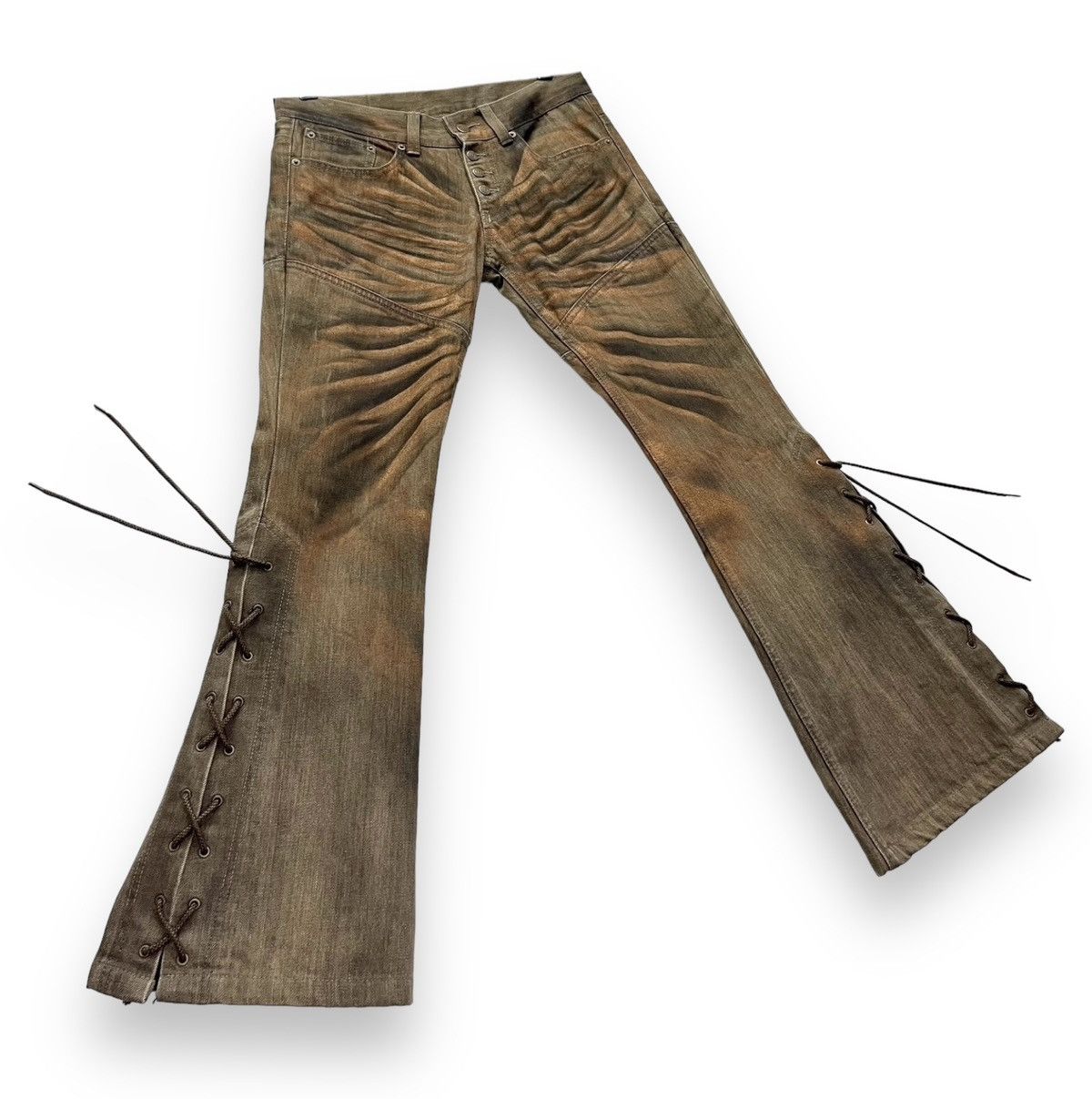 Very Rare 🔥TORNADO MART Smoke Brown Gold Dust Whisker Laced Leg Flare