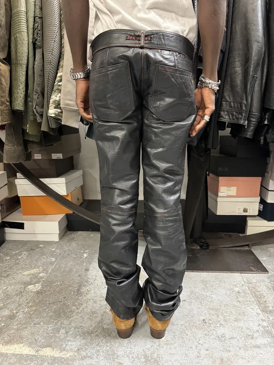 Jean Paul Gaultier 1990s Jean Paul Gaultier Black Belted Biker Leather Pants Size US 30 / EU 46 - 3 Thumbnail