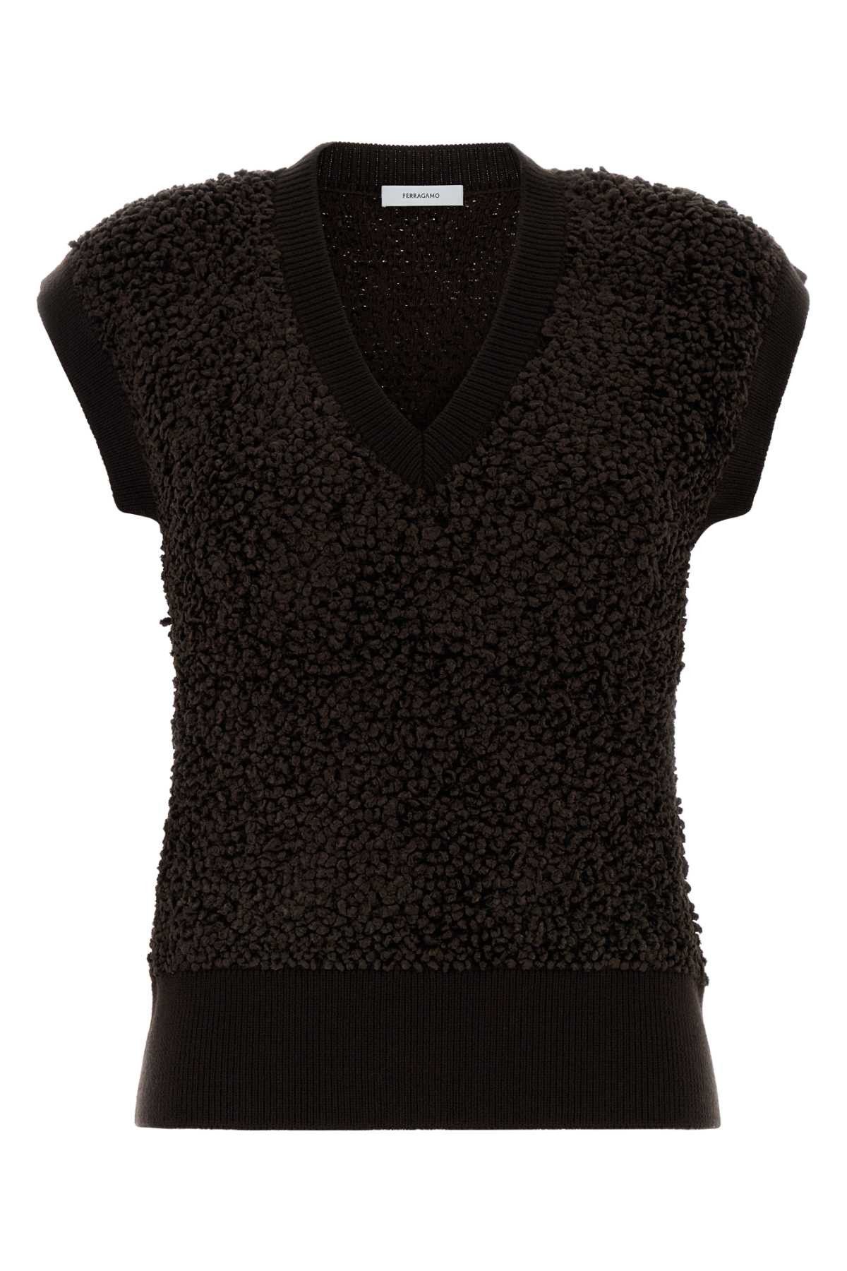 Salvatore Ferragamo Dark Brown Boucle Vest Size S / US 4 / IT 40 - 1 Thumbnail
