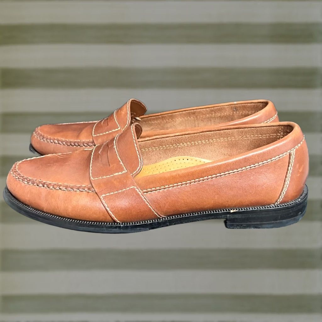 Cole Haan Cole Haan Moc Toe Loafer Full Strap Penny Mens 10N Saddle Tan Leather VGUC Size US 10 / EU 43 - 1 Thumbnail