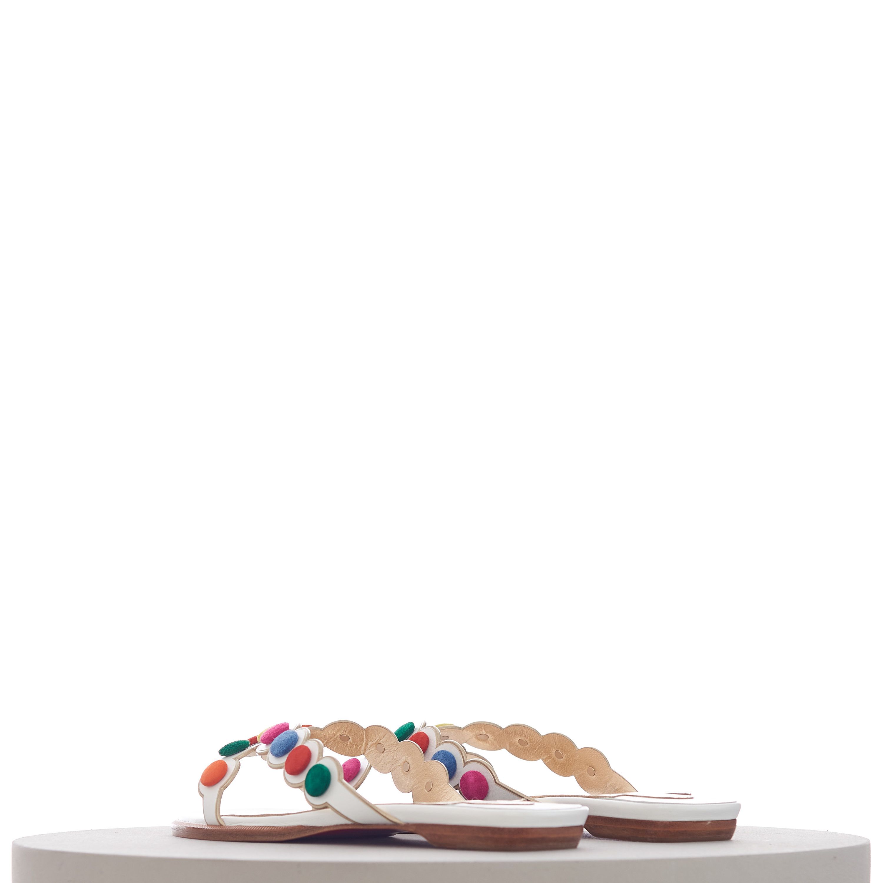 Christian Louboutin Smarta Flat Sandals In White Kid Leather Size US 7.5 / IT 37.5 - 6 Thumbnail