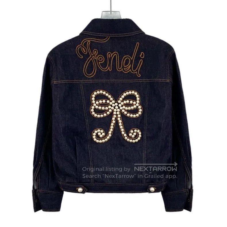 Fendi Fendi Deep Blue Bow Pearl Decorated Cotton Collar Single-B Size XXS / US 00 / IT 34 - 2 Thumbnail