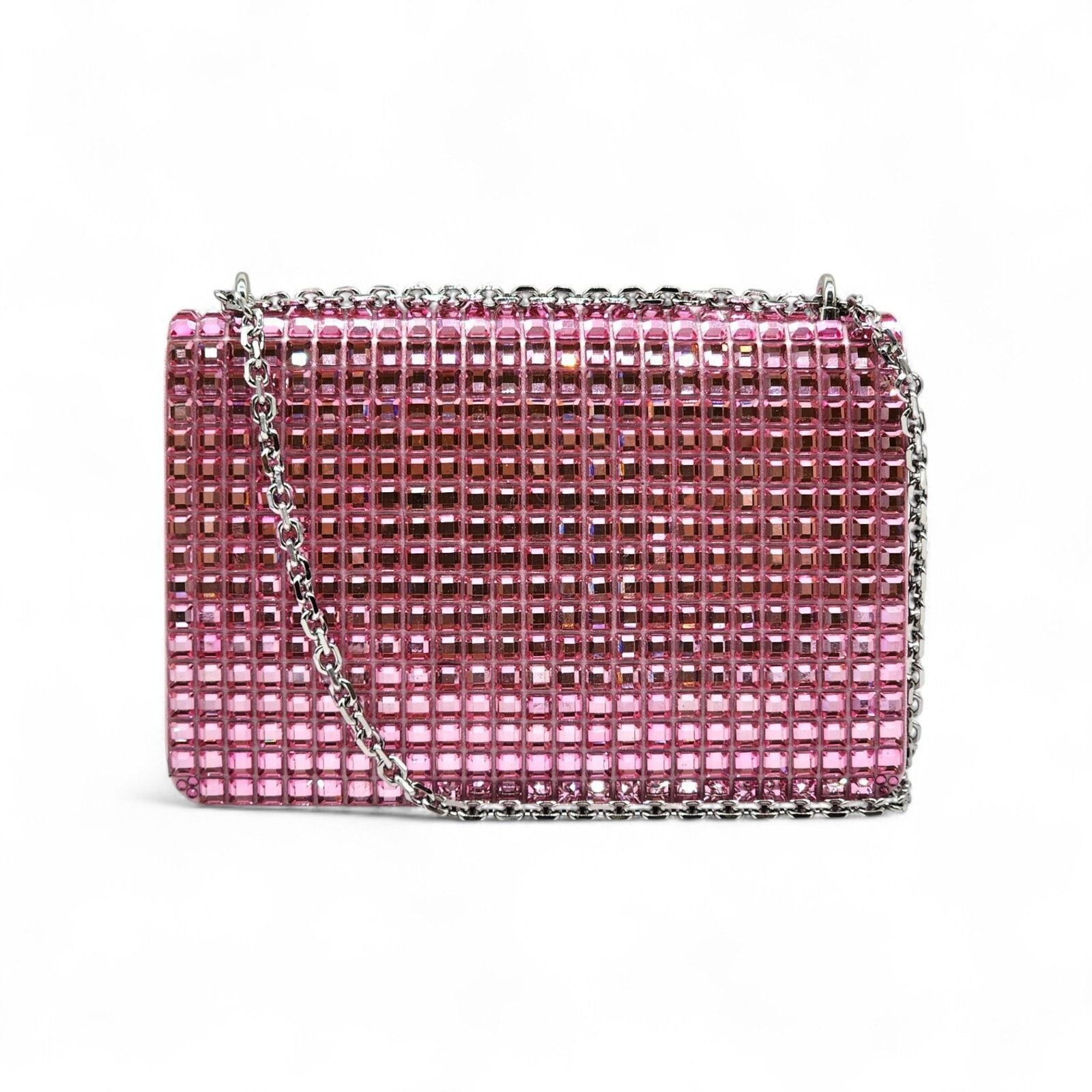 Judith Leiber Cricket Silver Light Rose Crystal Shoulder Clutch Bag $1295 in Pink, Women's