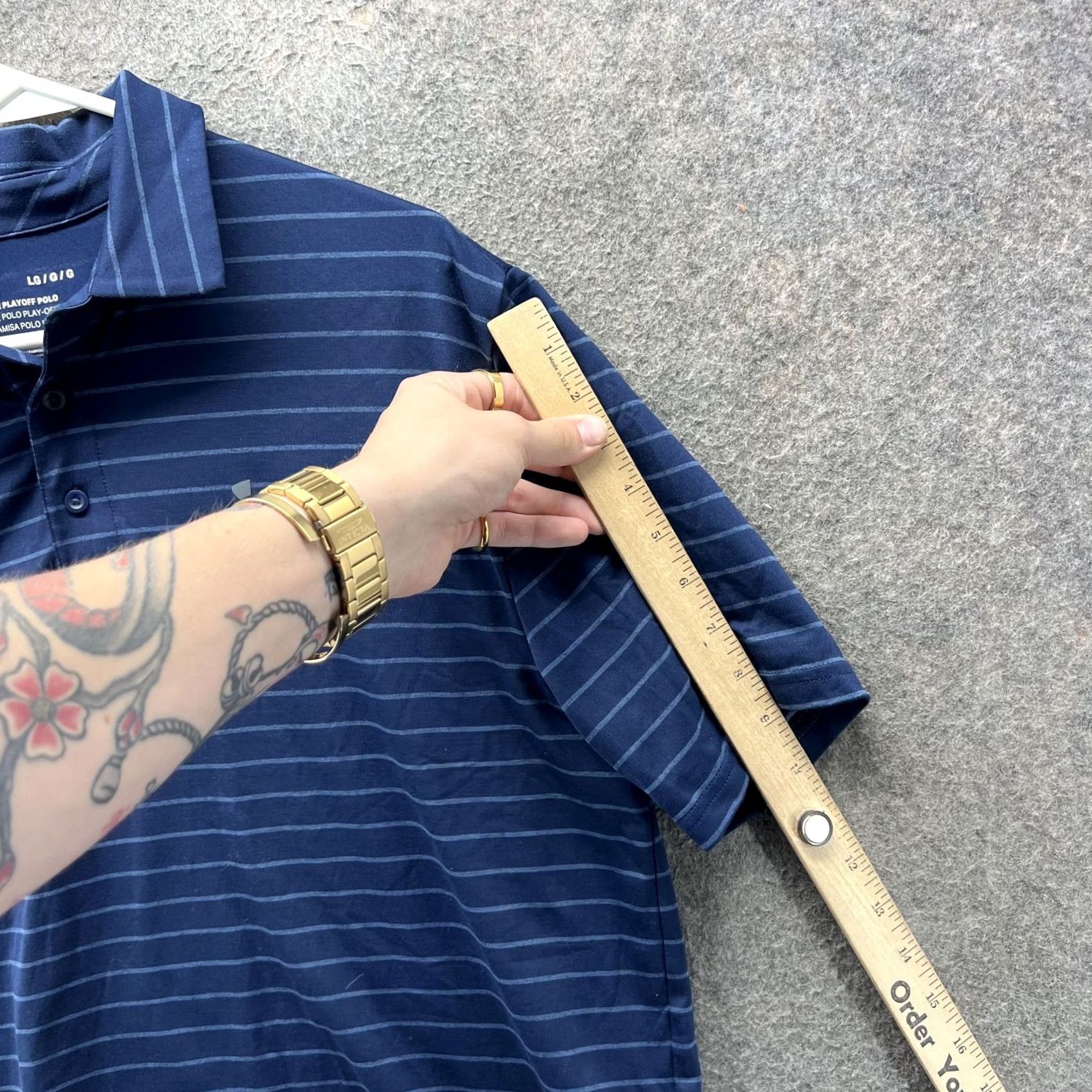 Under Armour Under Armour Playoff Polo Shirt Mens Large Blue Stripe Golf Loose Fit Top Size US L / EU 52-54 / 3 - 5 Thumbnail