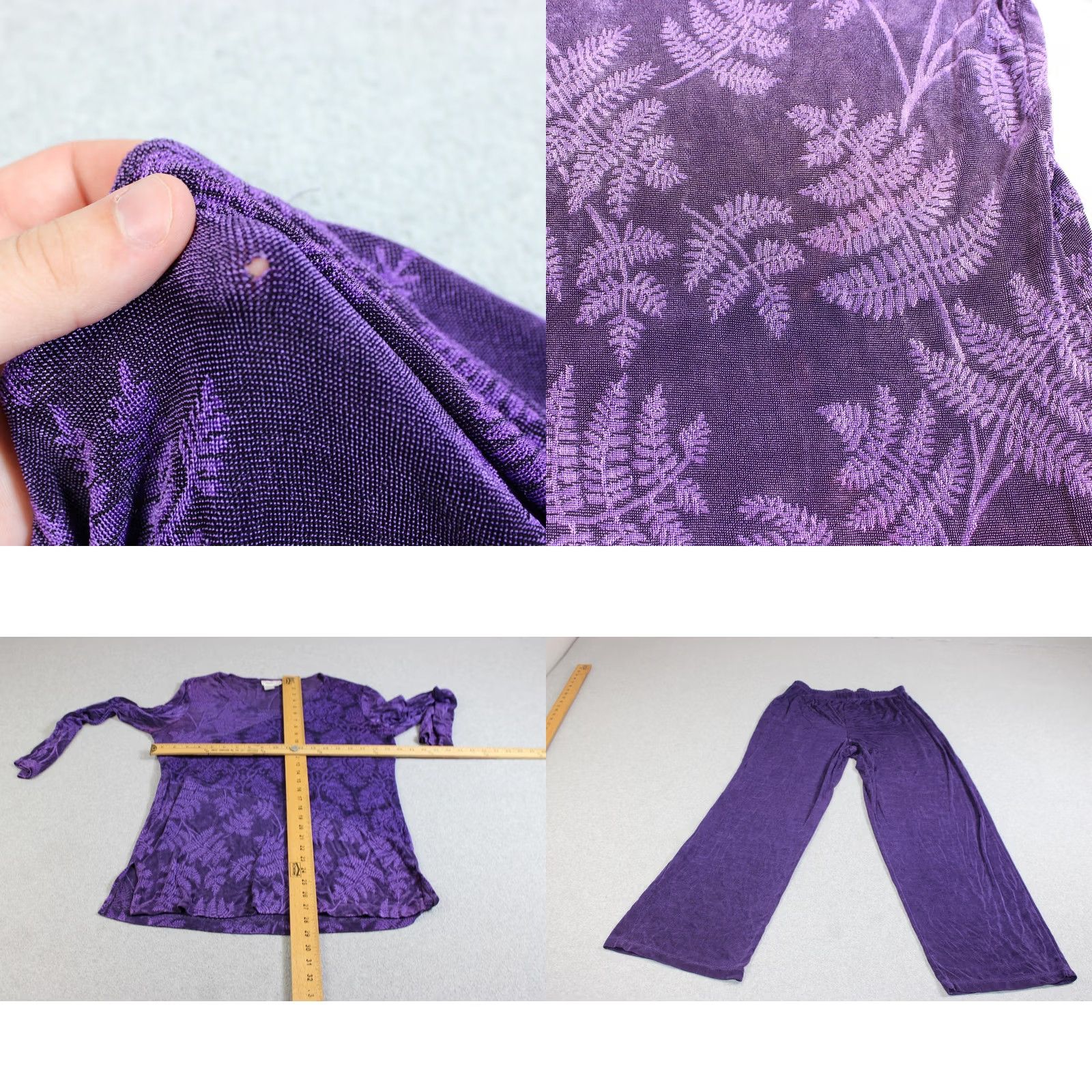 Coldwater Creek VINTAGE Coldwater Creek Shirt Pants Set Women L Purple Floral Acetate Velour Bohemian 2 Piece L Womens Size L / US 10 / IT 46 - 8 Thumbnail