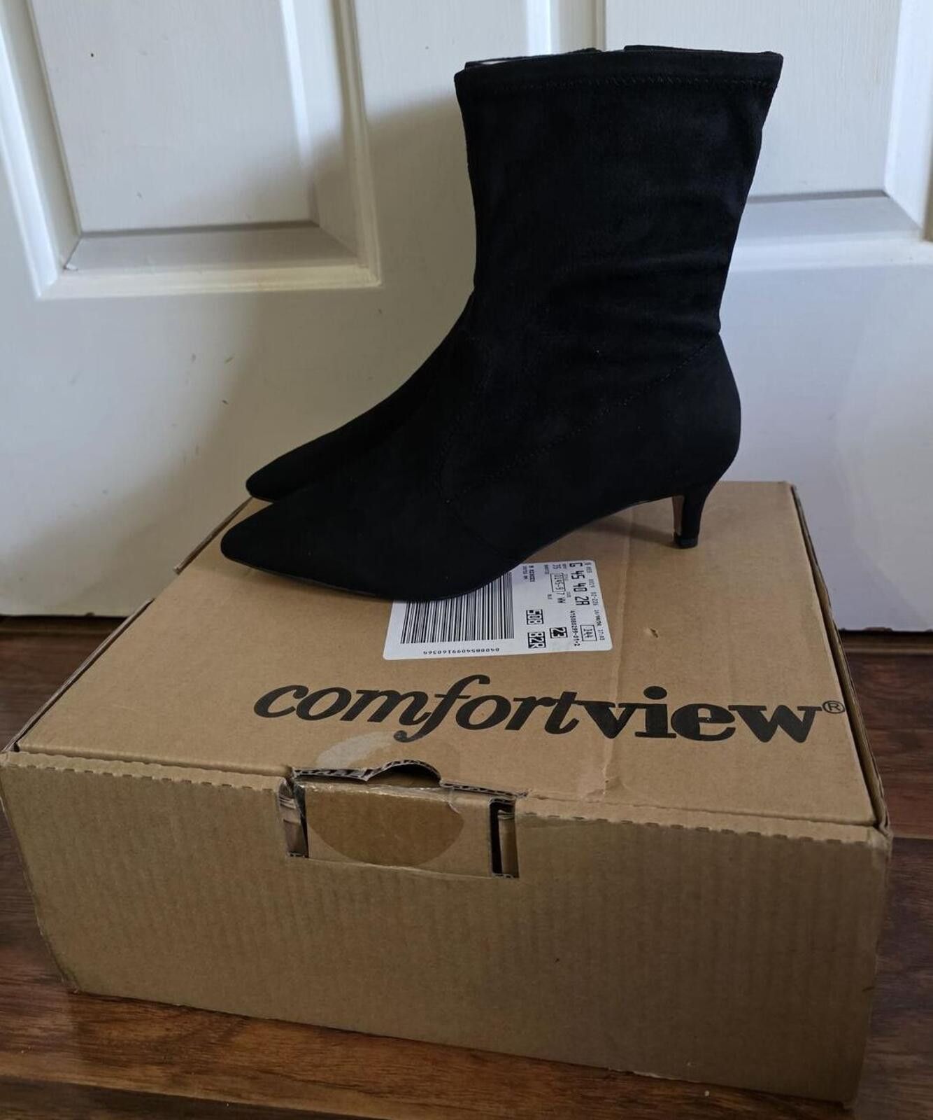 Other Comfortview Black Fabric Kitten Heel Ankle Boots Size 7WW Size US 7 / IT 37 - 1 Thumbnail
