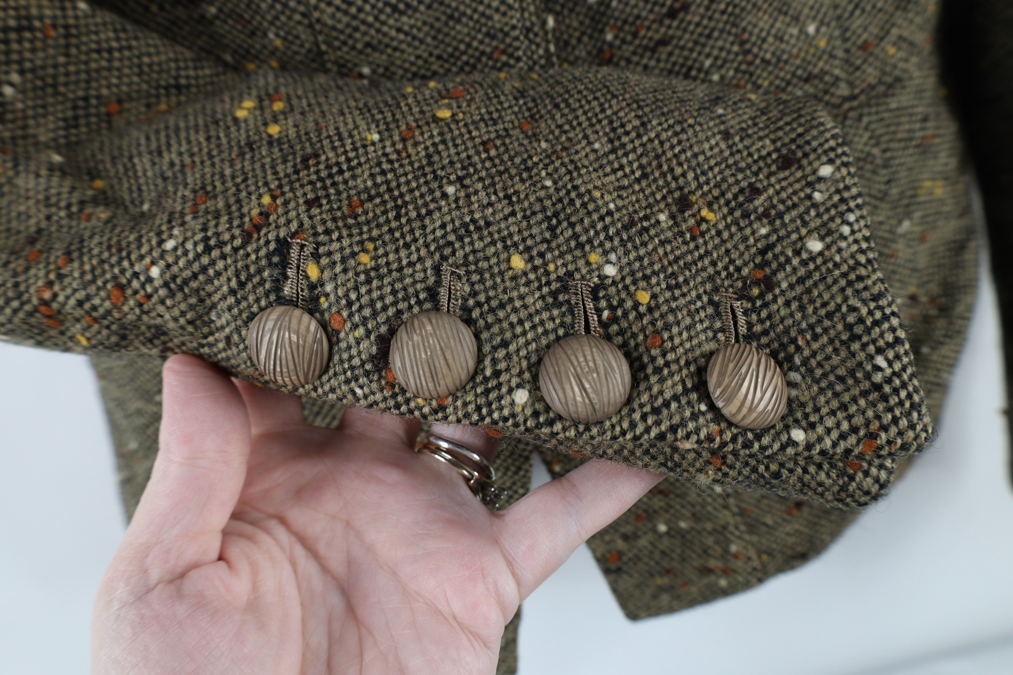 Vintage Vintage 50s Italian Couture Tweed Button Blazer Jacket Italy Size XL / US 12-14 / IT 48-50 - 5 Thumbnail
