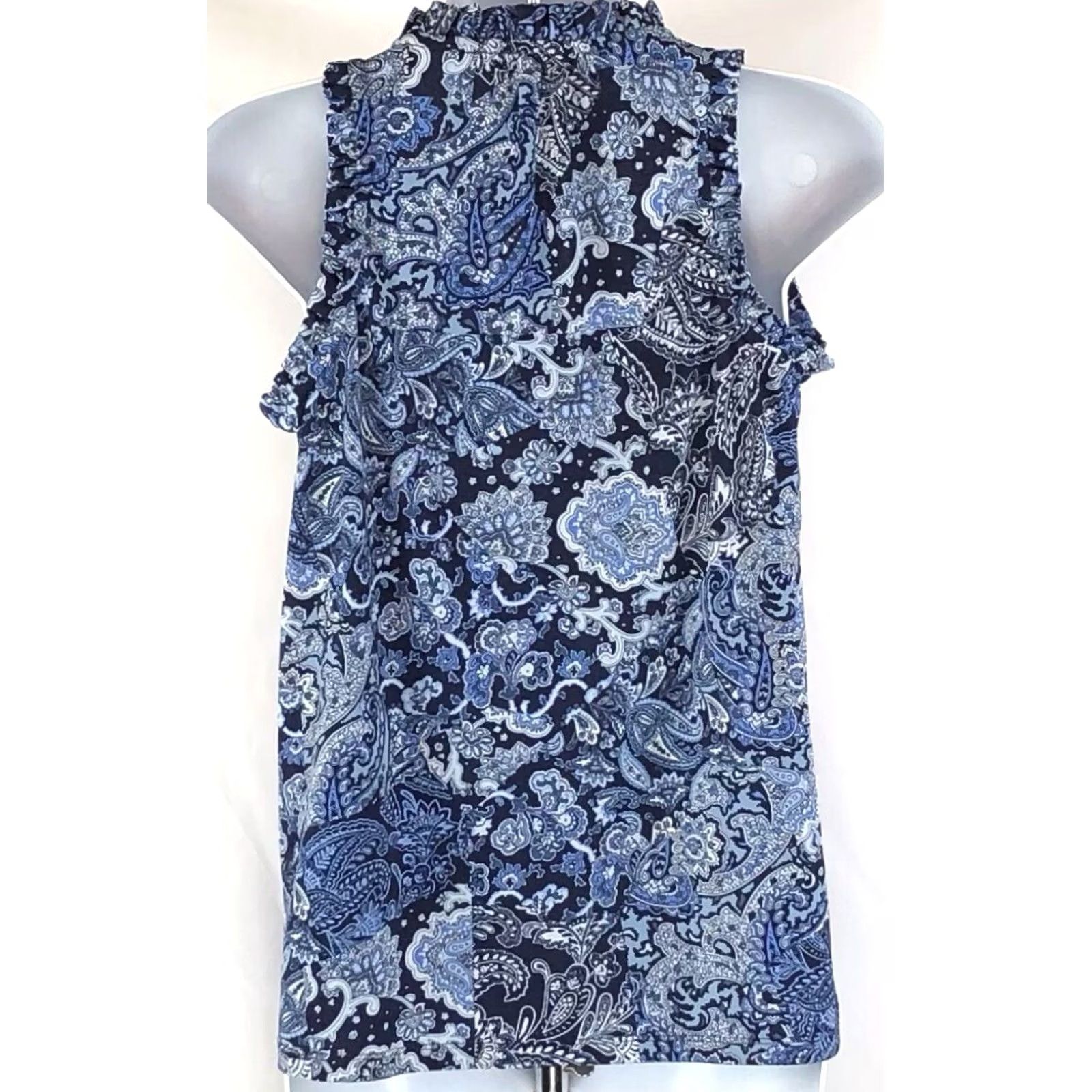 Vintage VINTAGE blue floral sleeveless top S V-neck Bohemian Hippie Y2K blouse Size S / US 4 / IT 40 - 3 Thumbnail