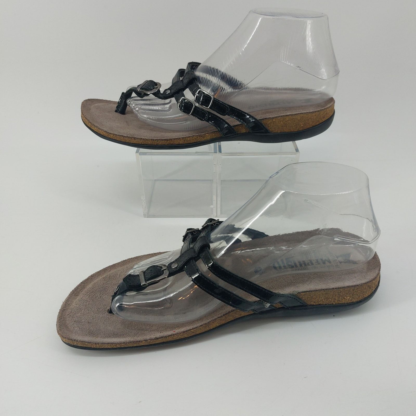 Mephisto Mephisto Womens Black Patent Leather Thong Sandals 10 EUR 40 Size US 10 / IT 40 - 10 Thumbnail