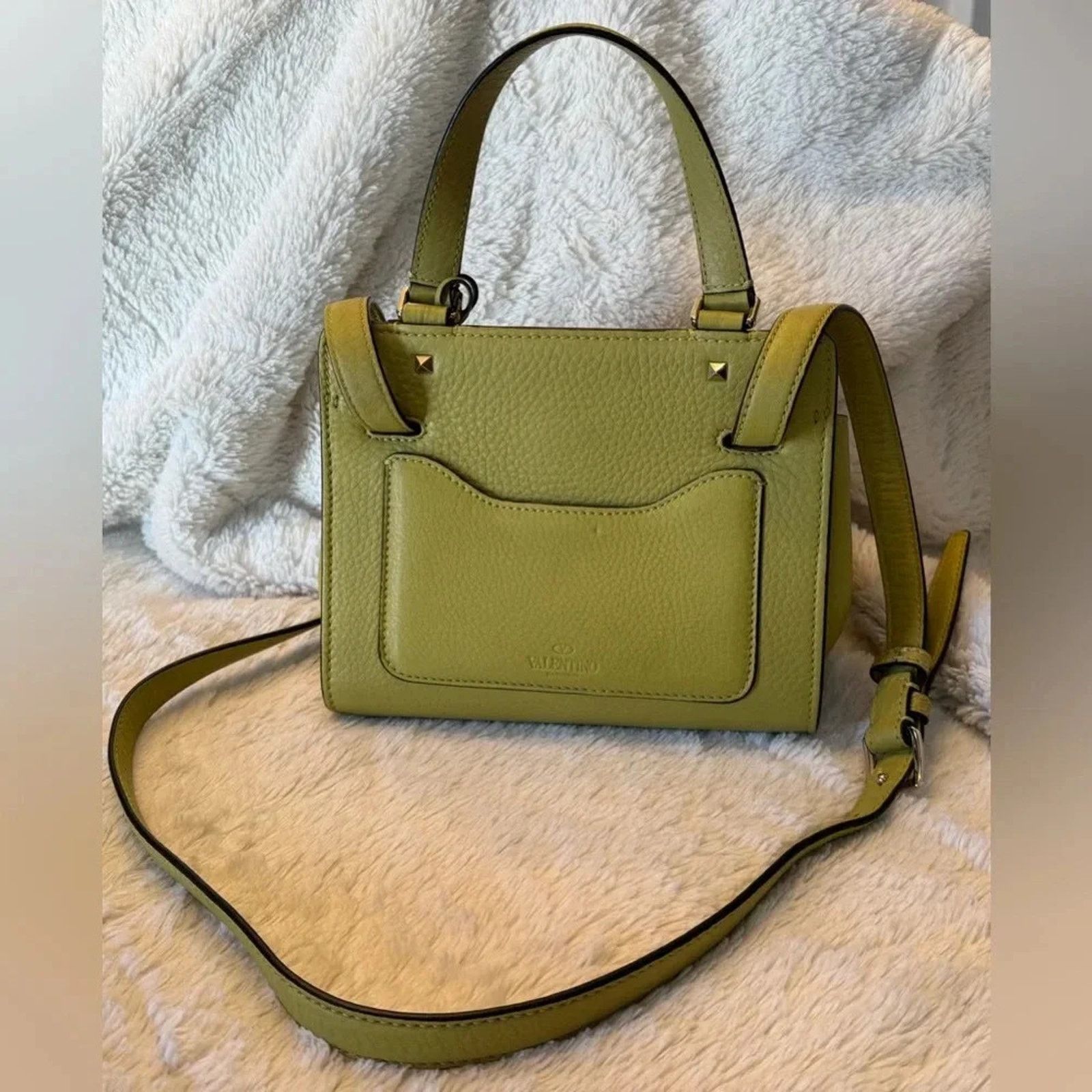 Valentino EUC Valentino Garavani Pebbled Leather 2-way bag in Green Size ONE SIZE - 9 Thumbnail