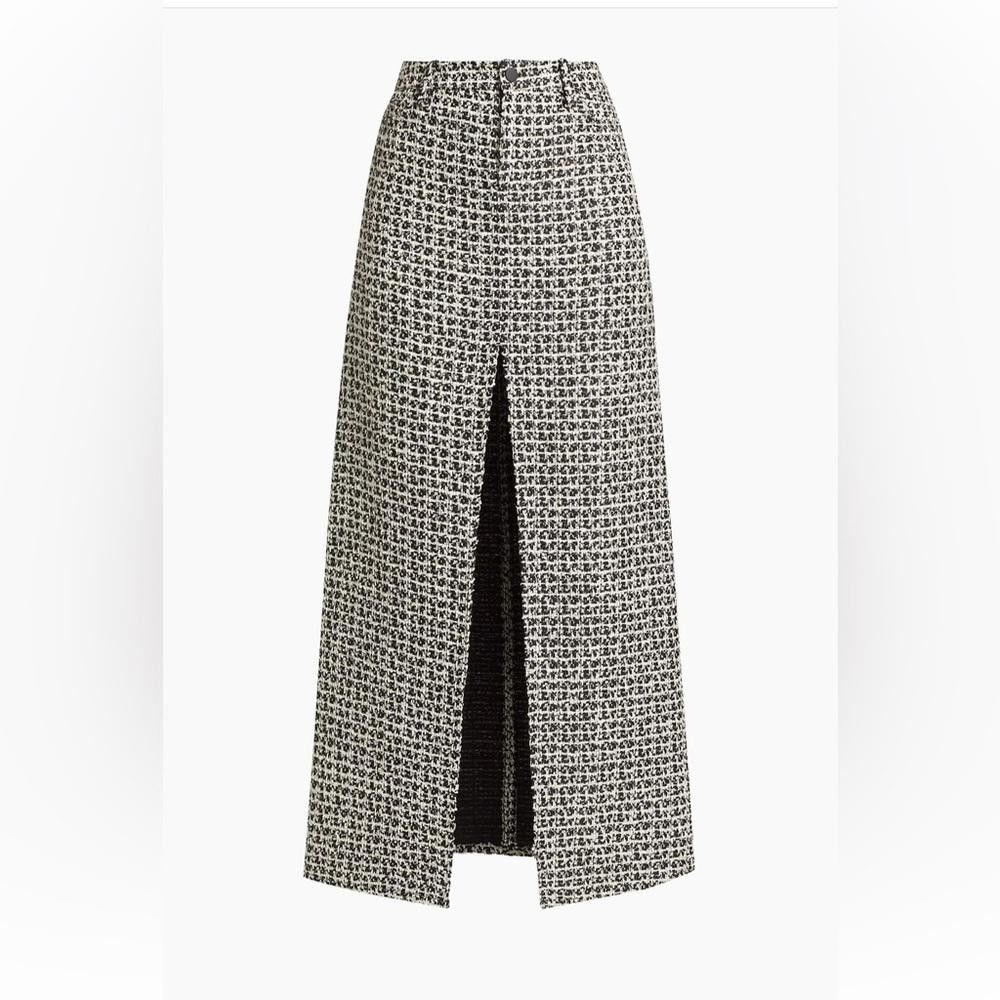 Designer Alice + Olivia Rye Slit Skirt Black/off White Size 26" / US 2 / IT 38 - 3 Thumbnail