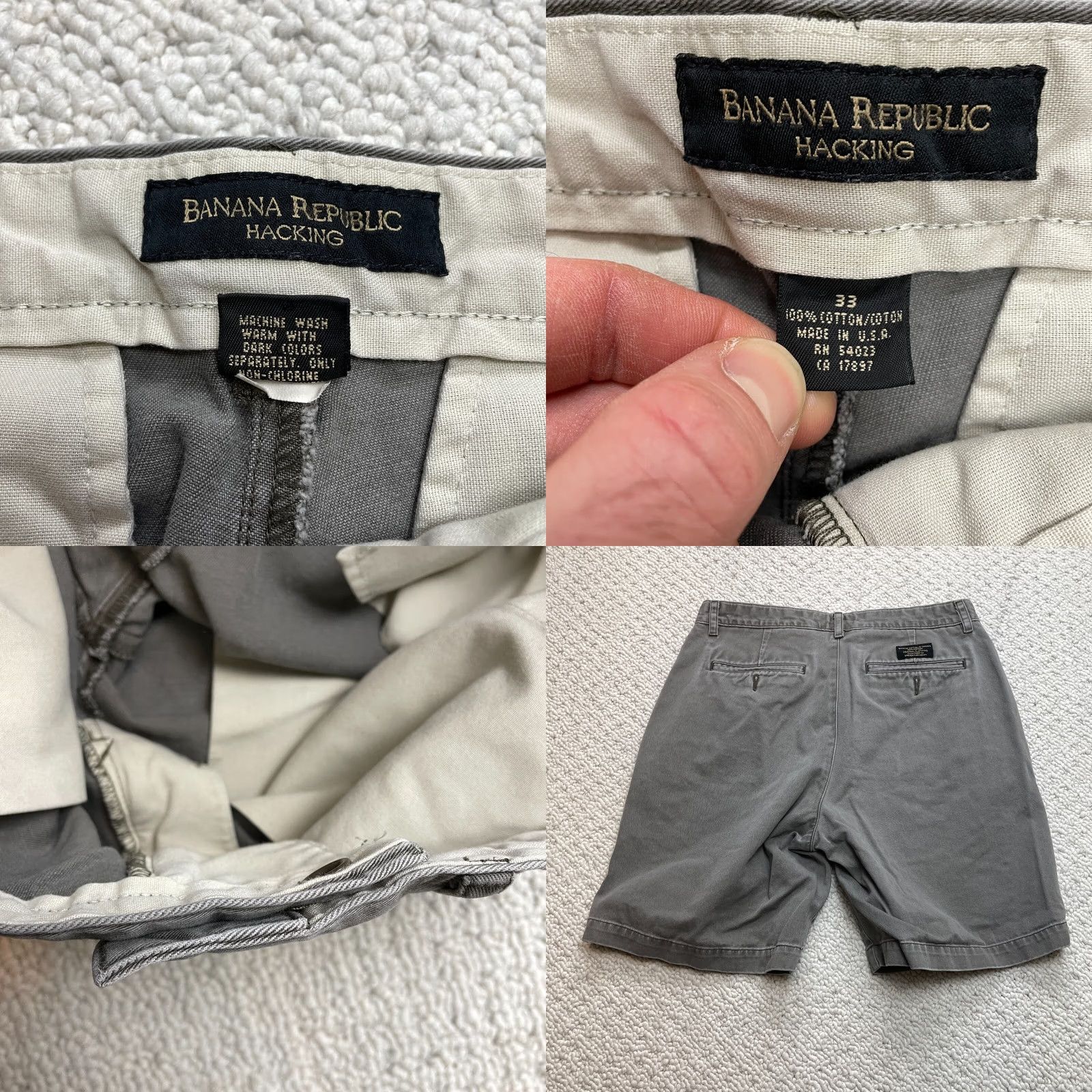 Banana Republic Banana Republic Hacking Chino Shorts Mens 33 Gray Straight Cotton 32x9 Pockets Size US 33 - 8 Thumbnail