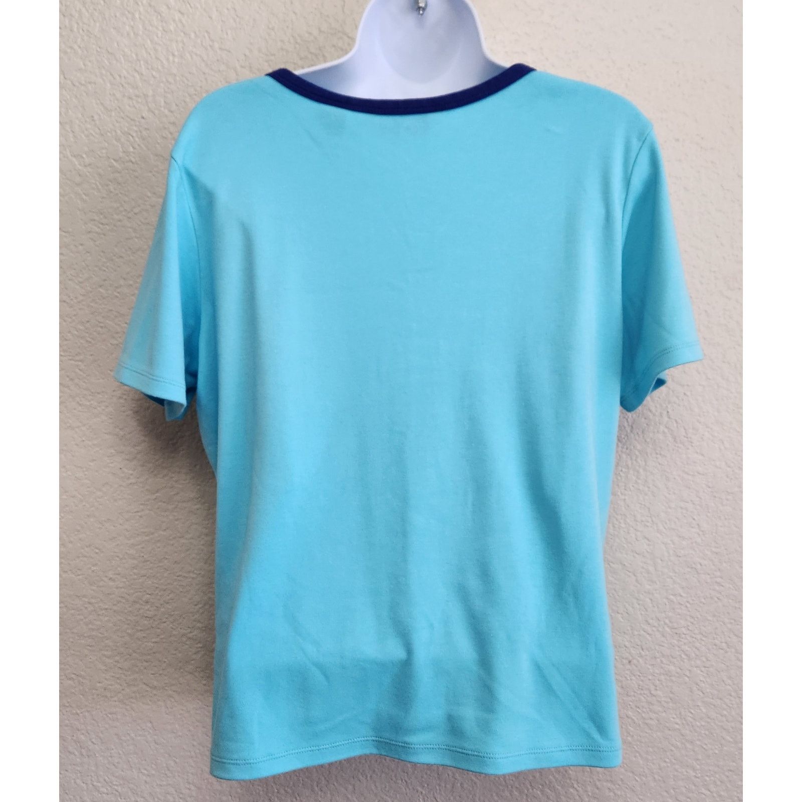 Other Draper's & Damon's Blue Contrasting Round Neck Trim Top L Size L / US 10 / IT 46 - 3 Thumbnail