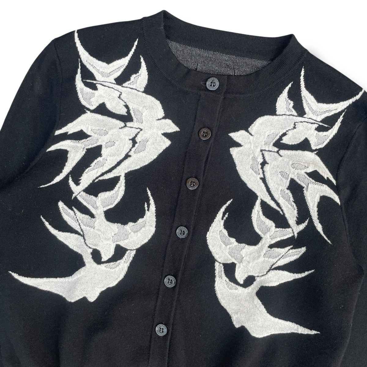 Alexander McQueen Alexander McQueen Swallow AOP Wool Knit Cardigan Size L / US 10 / IT 46 - 2 Thumbnail