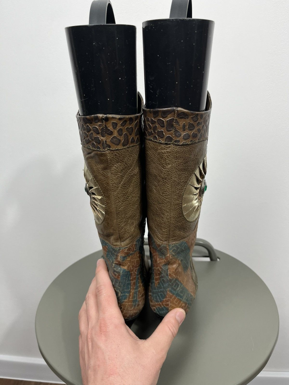 Other Asso di Italy Leather Art Patchwork Mid Calf Boots EU 39 Size US 8 / IT 38 - 6 Thumbnail