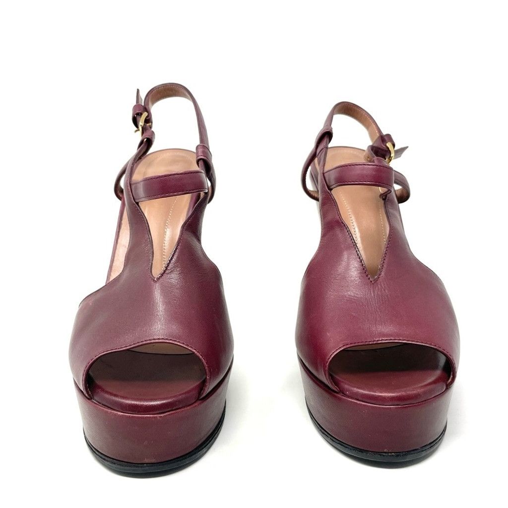 Marni MARNI Burgundy Leather Sculptured Heeled Sandals Size 38/ 8 Size US 8 / IT 38 - 4 Thumbnail