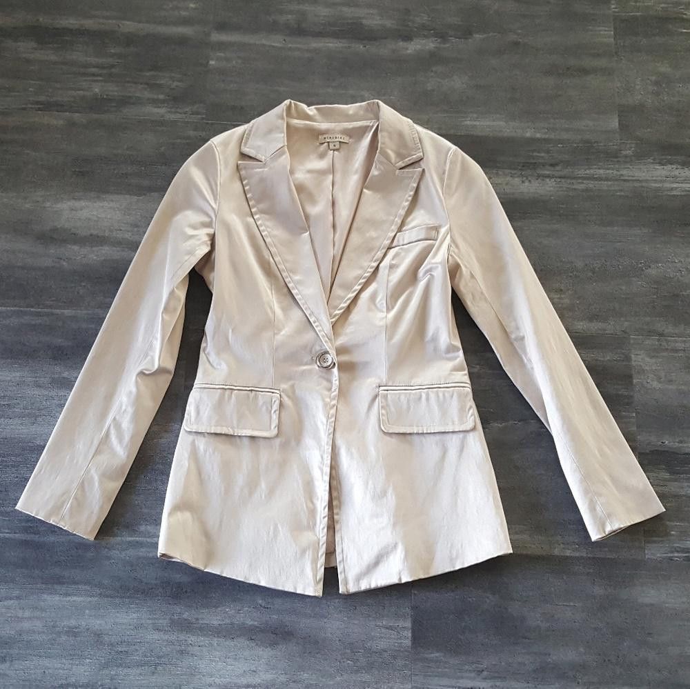 Designer Nude Satin Nikibiki Business Blazer Long Sleeve Size S / US 4 / IT 40 - 1 Thumbnail