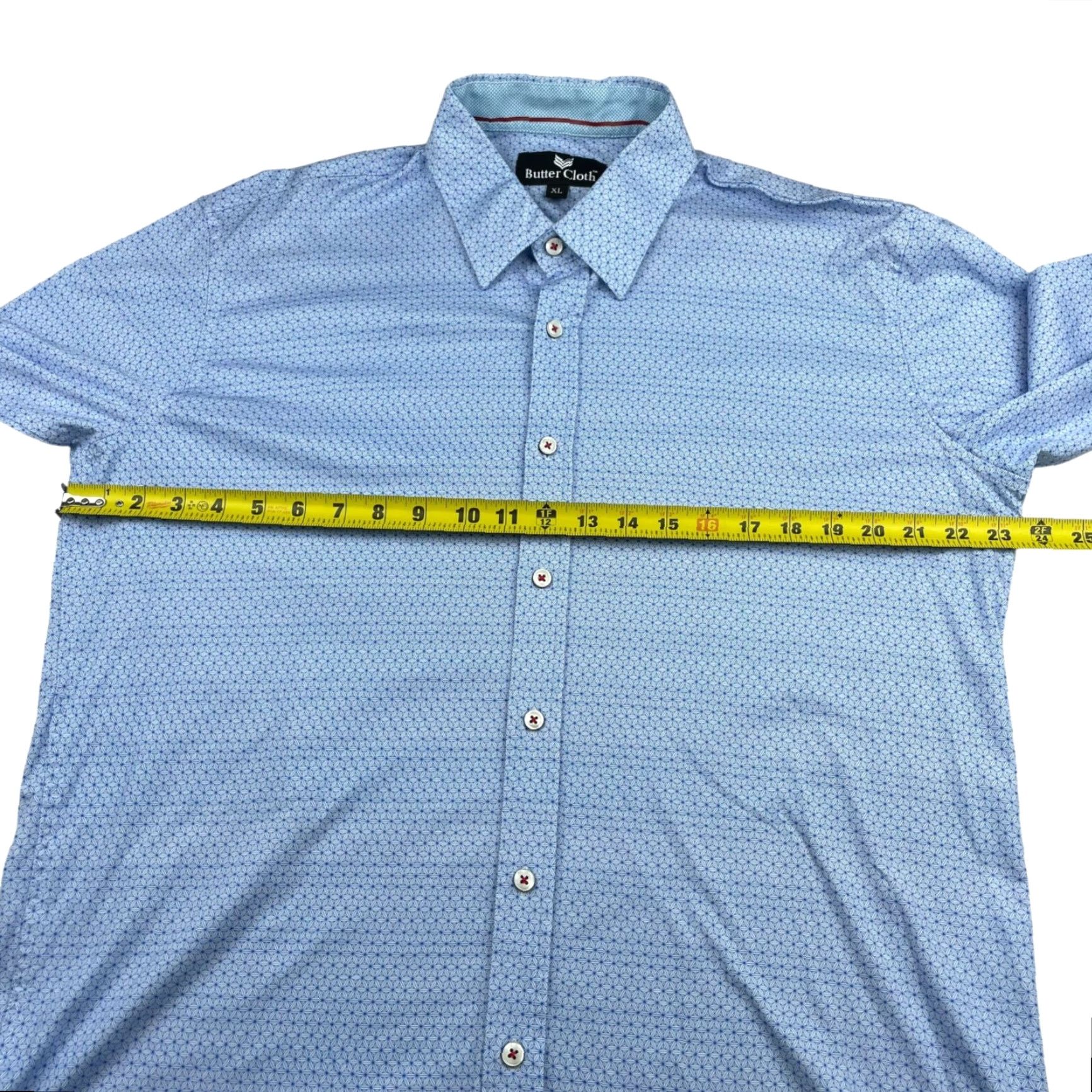 Buttero Butter Cloth Men's Button Shirt XL Blue Floral 100% Cotton Long Sleeve Collared Shirt Size US XL / EU 56 / 4 - 8 Thumbnail