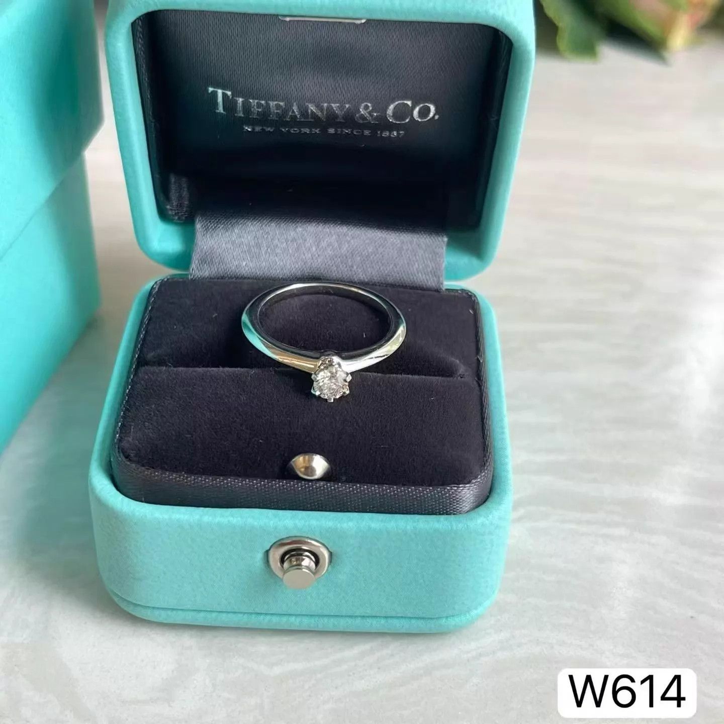 Tiffany & Co. Tiffany 6-Claw 0.21ct Pt950 Diamond Ring 49 W614 Disc Size ONE SIZE - 3 Thumbnail
