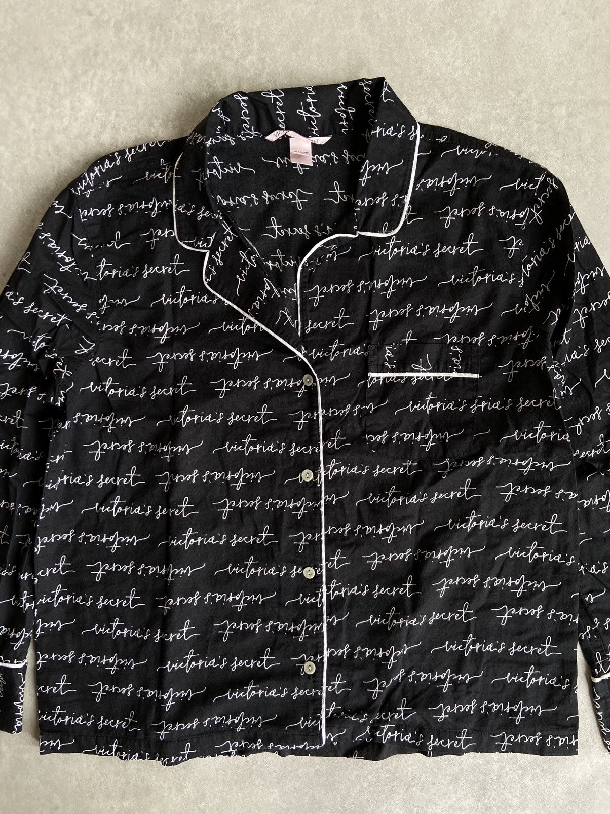 Designer × Victoria's Secret Victoria Secret Script Black Pajama Longsleeve Size M / US 6-8 / IT 42-44 - 2 Thumbnail