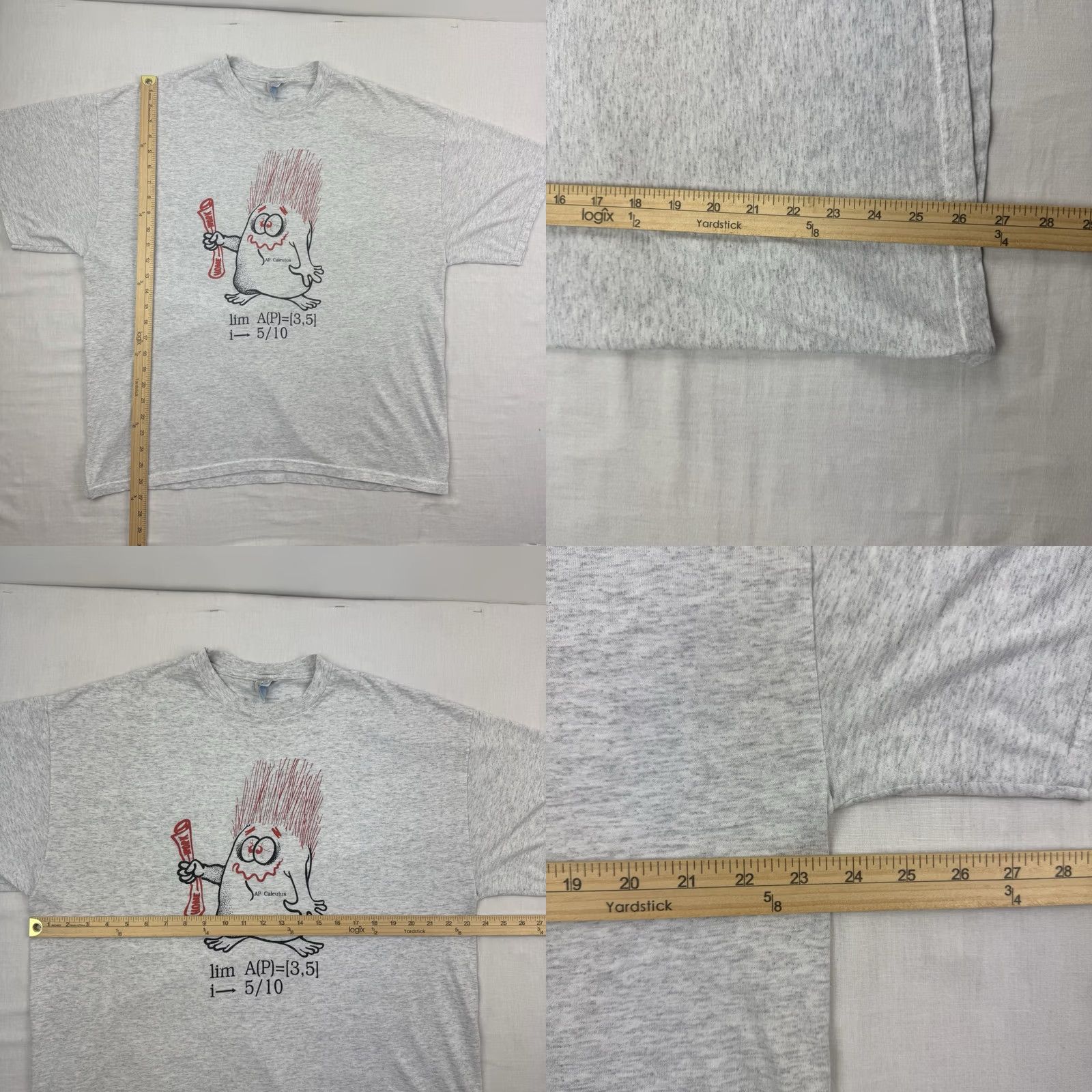 Hanes VINTAGE Hanes T-Shirt Men XL Gray 90s Funny Math School Shirt Mens Size US XL / EU 56 / 4 - 8 Thumbnail