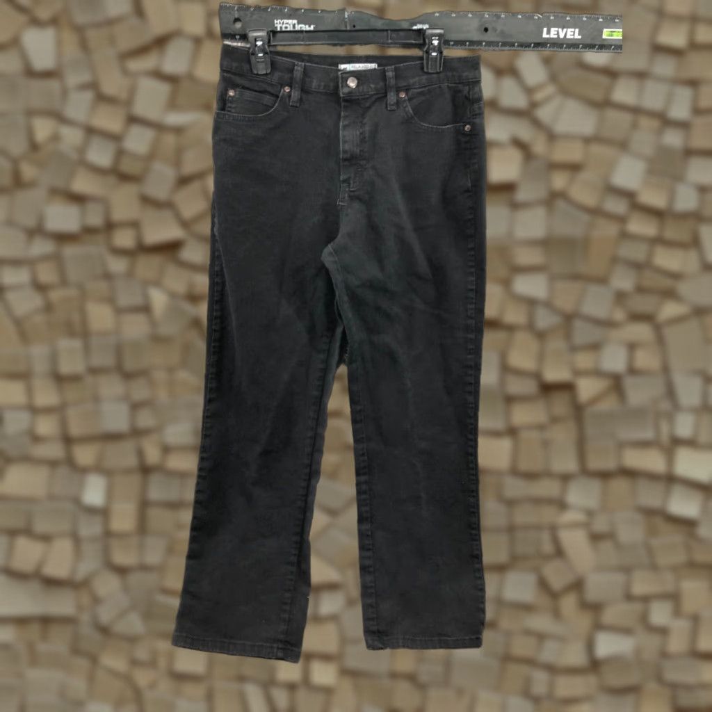 Lee Lee Relaxed Straight Jeans Mens 10 Dark Wash Black Denim 5-Pocket City Style Straight Fit Regular Waist 30in Inseam 30in Jeans Black Mens Size 32" / US 10 / IT 46 - 1 Thumbnail