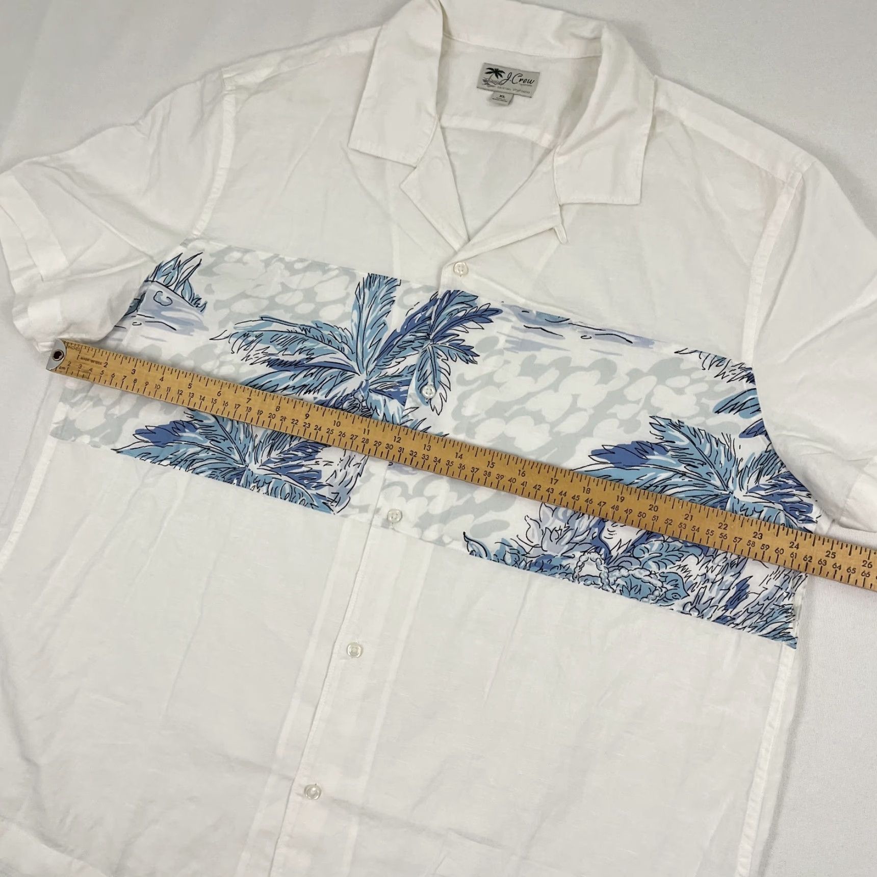 J.Crew Hawaiian Shirt J Crew Men XL Linen White Blue Floral Aloha Loop Collar Button Up Size US XL / EU 56 / 4 - 4 Thumbnail