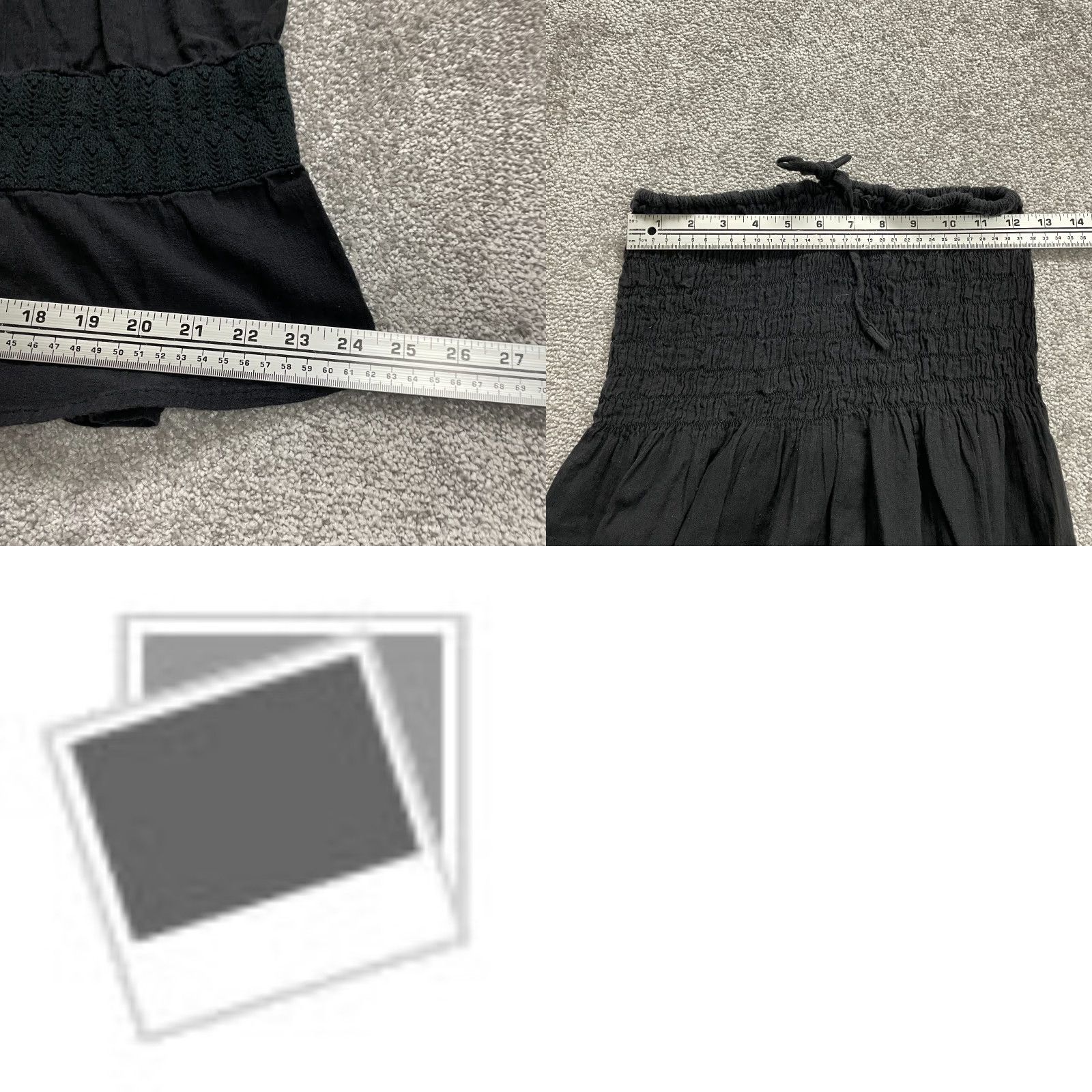 Vintage VINTAGE Women's Dress Midi Solid Black Linen A-Line Smocked Strapless Casual Spring Summer Fall 2020s Girls Size M / US 6-8 / IT 42-44 - 8 Thumbnail