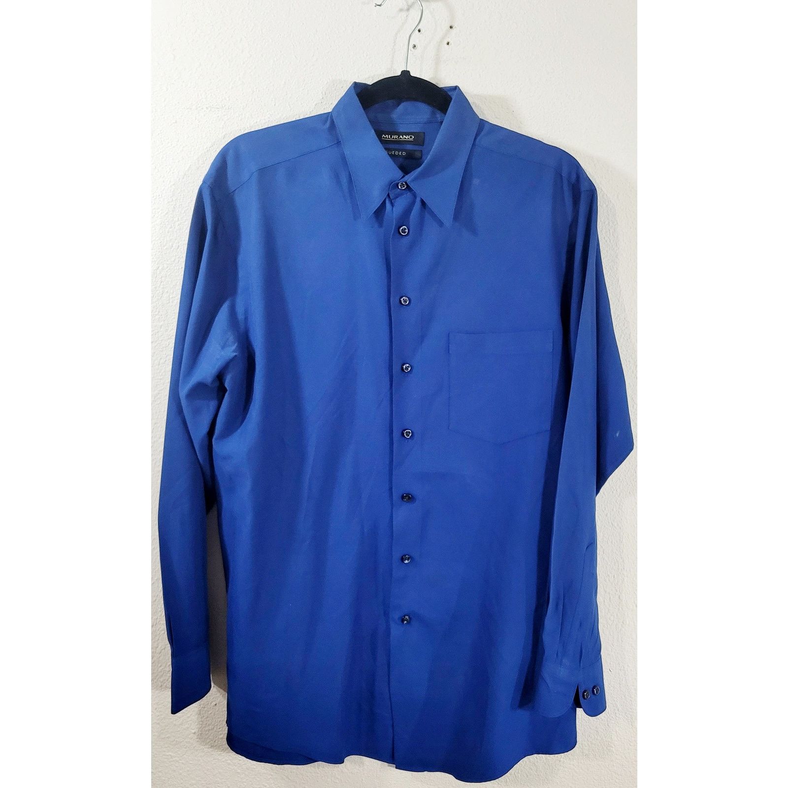 Murano Murano Sueded Blue Button Up Pointed Collar Shirt Medium Size US M / EU 48-50 / 2 - 7 Thumbnail