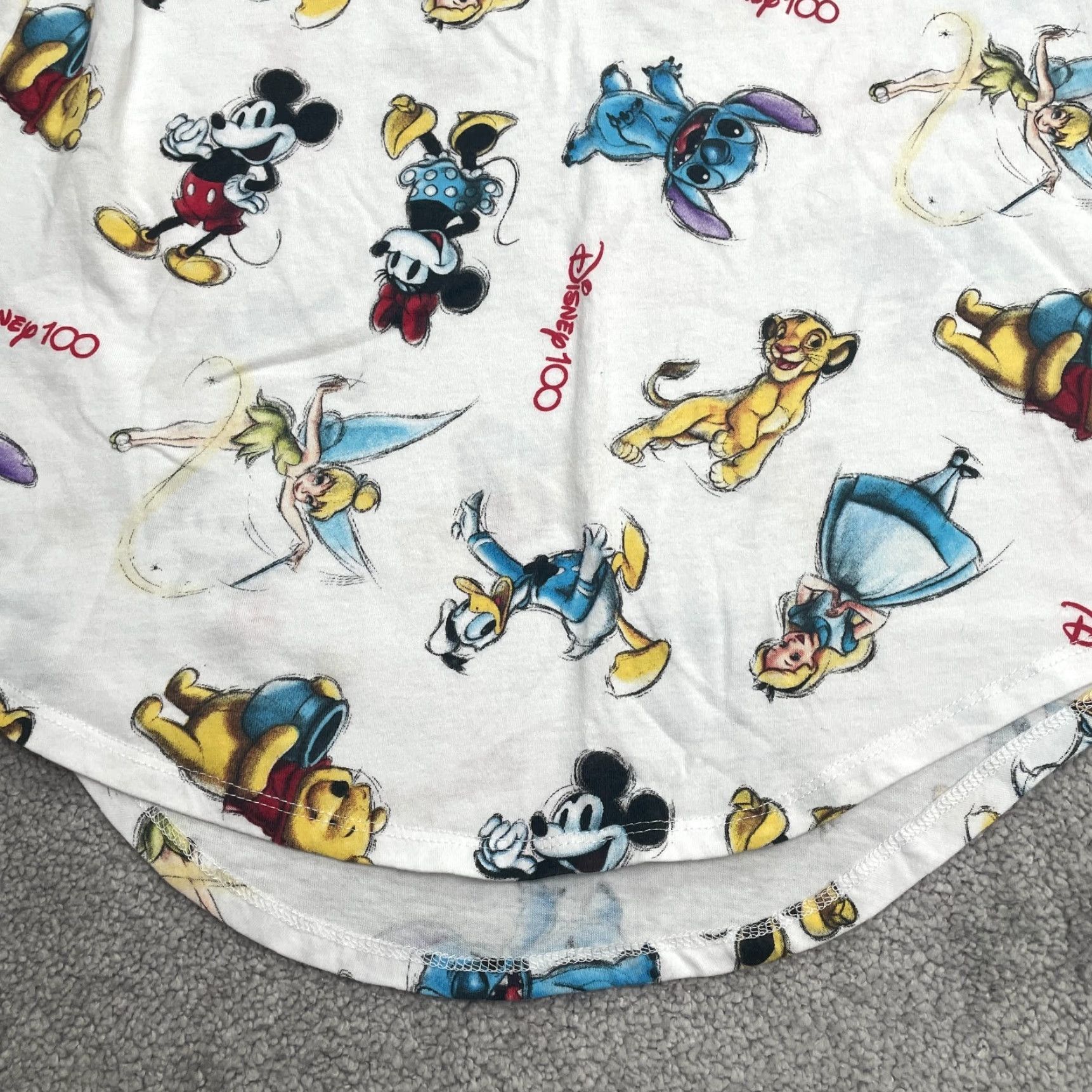 Disney Disney Juniors T-Shirt White Crew Neck Short Sleeve Graphic Print Mickey Minnie Stitch Tinker Bell Winnie The Pooh Lion King Simba 100 Size L / US 10 / IT 46 - 3 Thumbnail