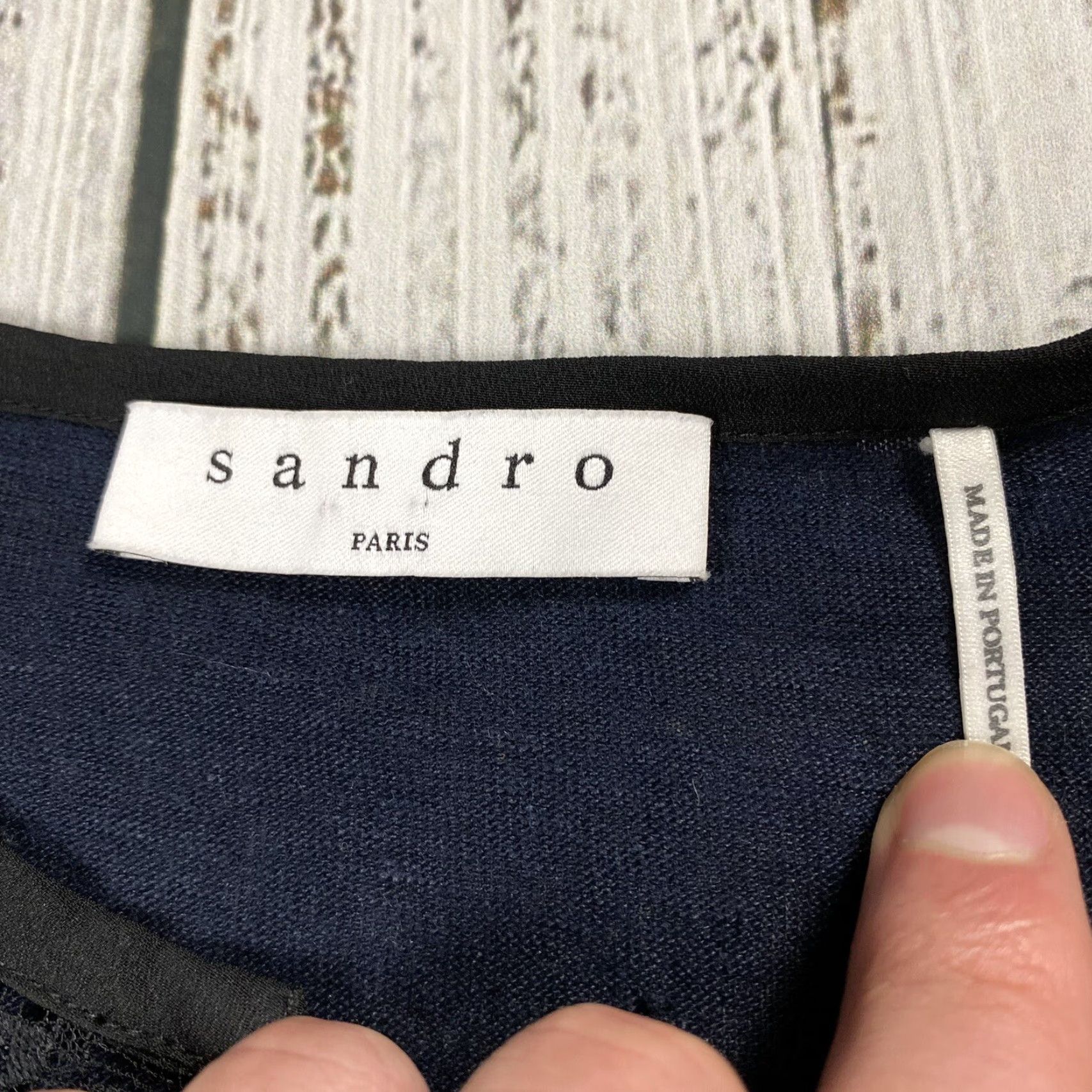 Sandro Sandro Paris Womens Linen Tunic Top Lace Trim Blue Black Long Sleeve Size 2 - Blouse, Tunic, Linen, Women, Regular Fit Size XS / US 0-2 / IT 36-38 - 4 Thumbnail