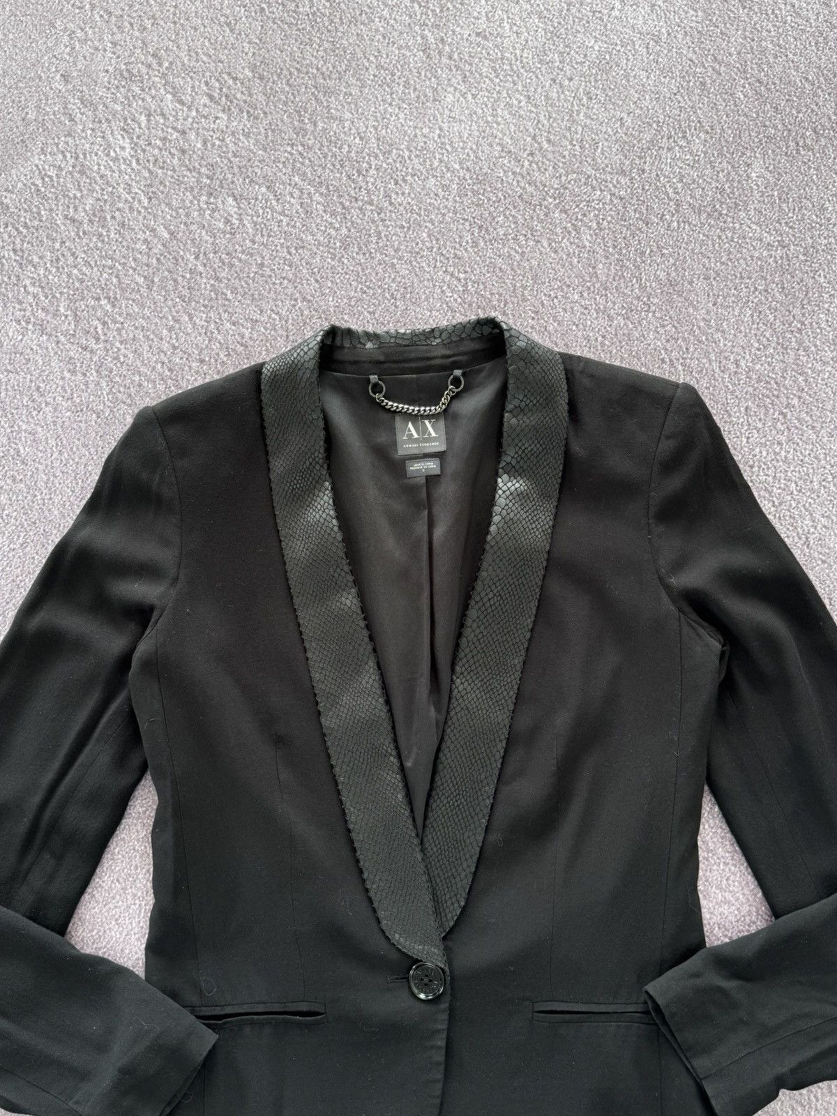 Armani Armani Vintage 00s Snake Skin Collar Designer Blazer Size M / US 6-8 / IT 42-44 - 2 Thumbnail