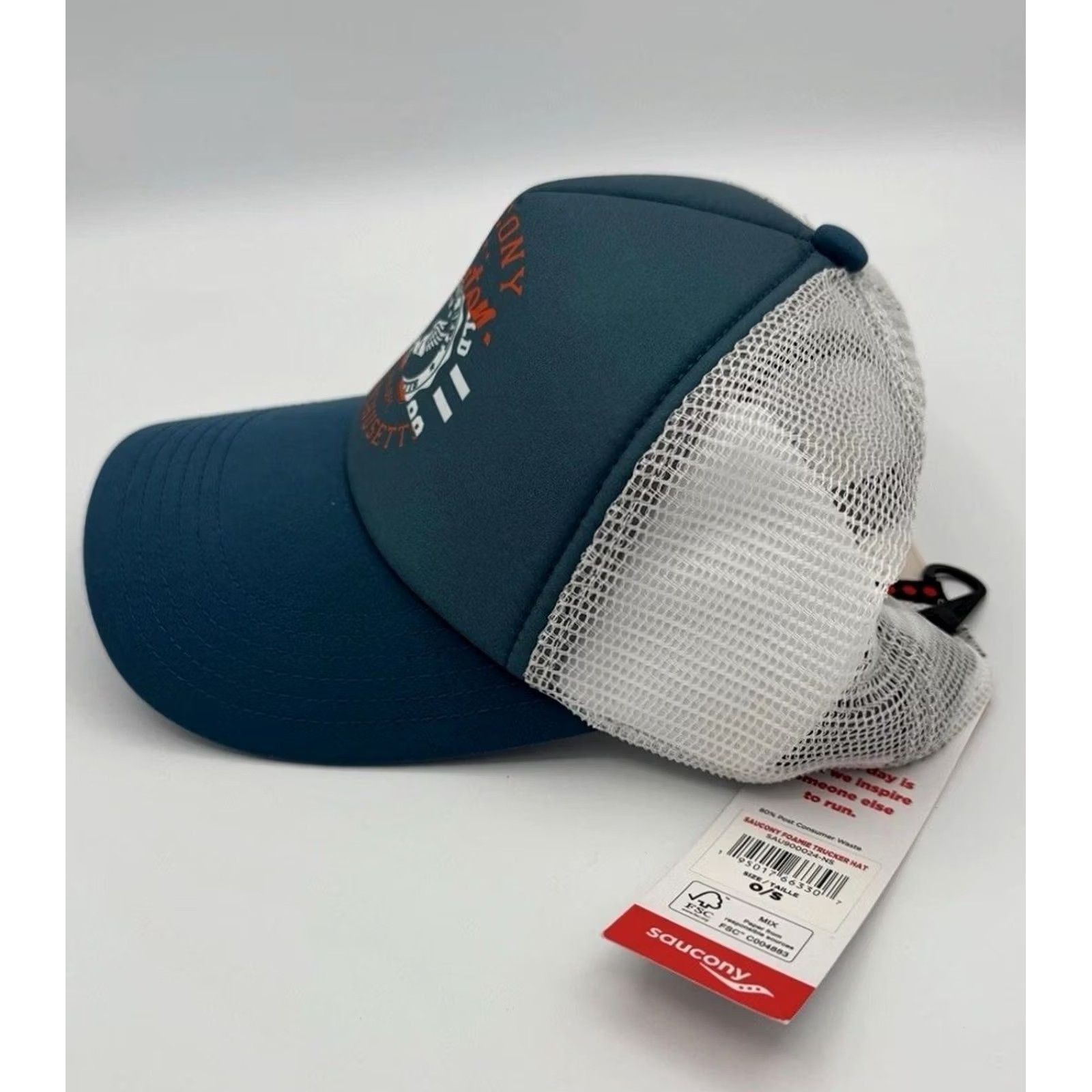 Saucony Saucony Hat Cap Retro Trucker Style Snapback Mesh Blue White Boston Mens Size ONE SIZE - 2 Thumbnail