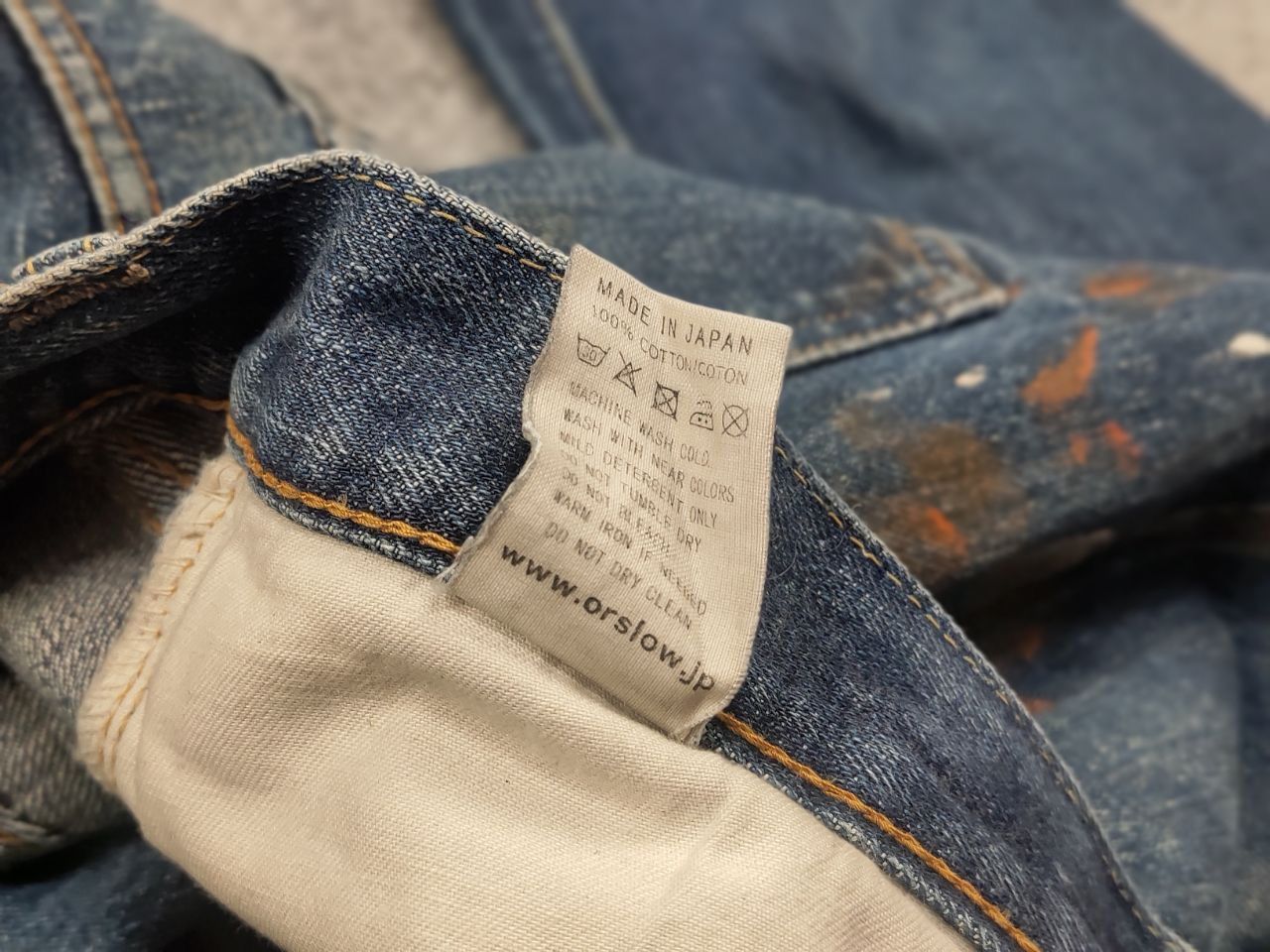 Orslow Vintage OrSlow Japan Selvedge Distressed paint Denim Jeans Size US 32 / EU 48 - 20 Thumbnail