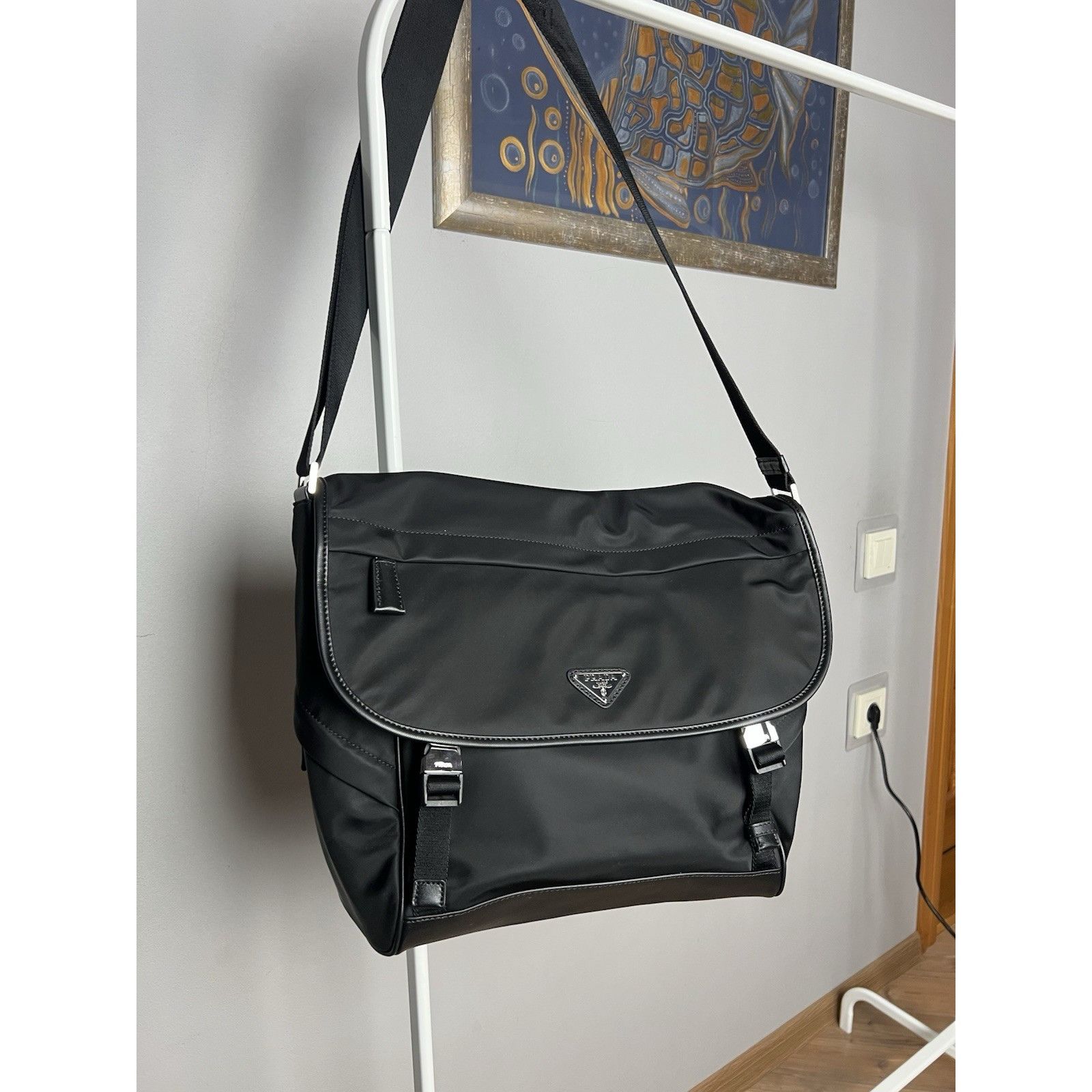 Prada MINT! Prada Triangle Logo Re-Nylon Saffiano Crossbody Bag Bl Size ONE SIZE - 3 Thumbnail